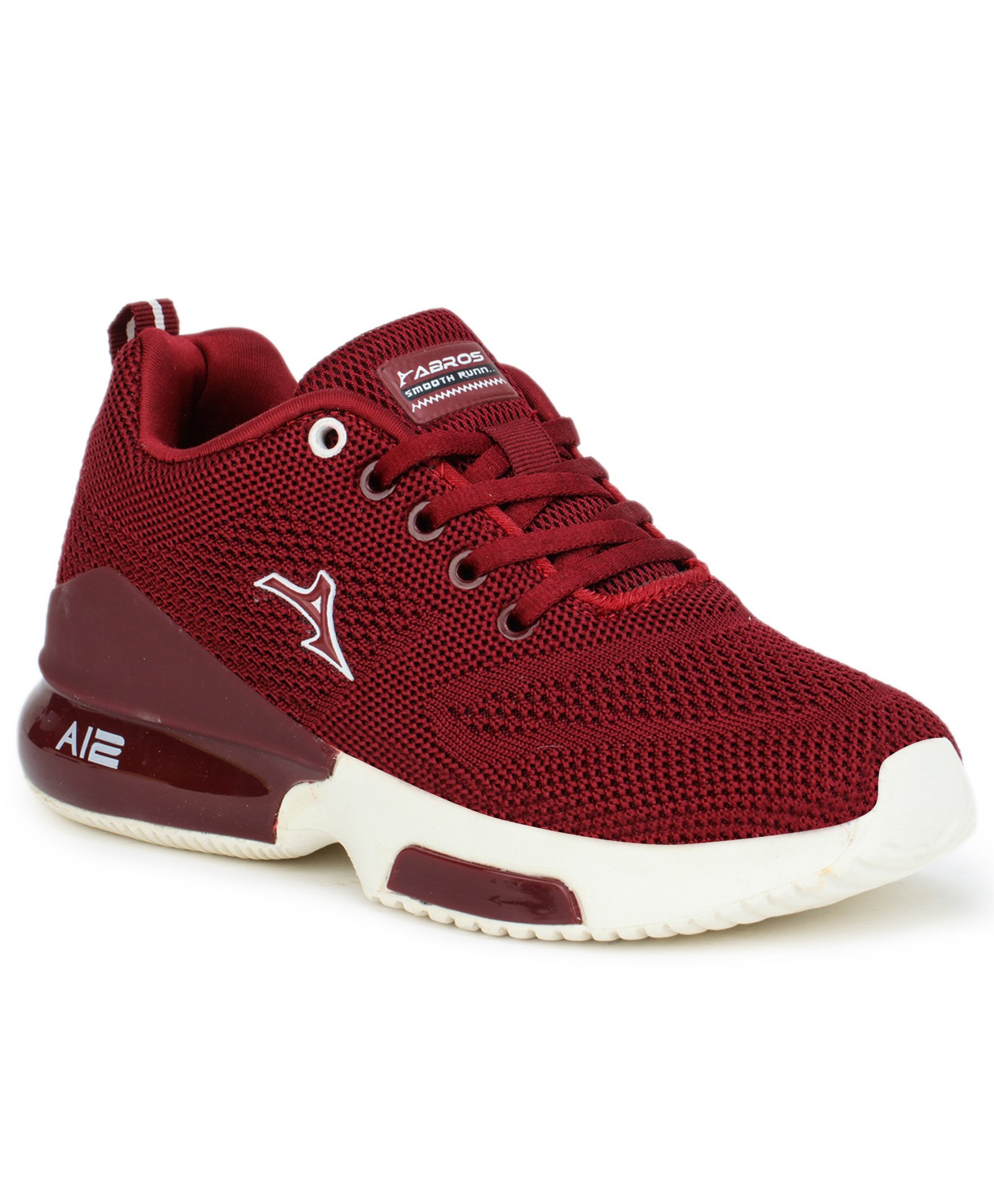 ABROS Mesh Detailed Colour Blocked Shoes - White & Maroon-image-33