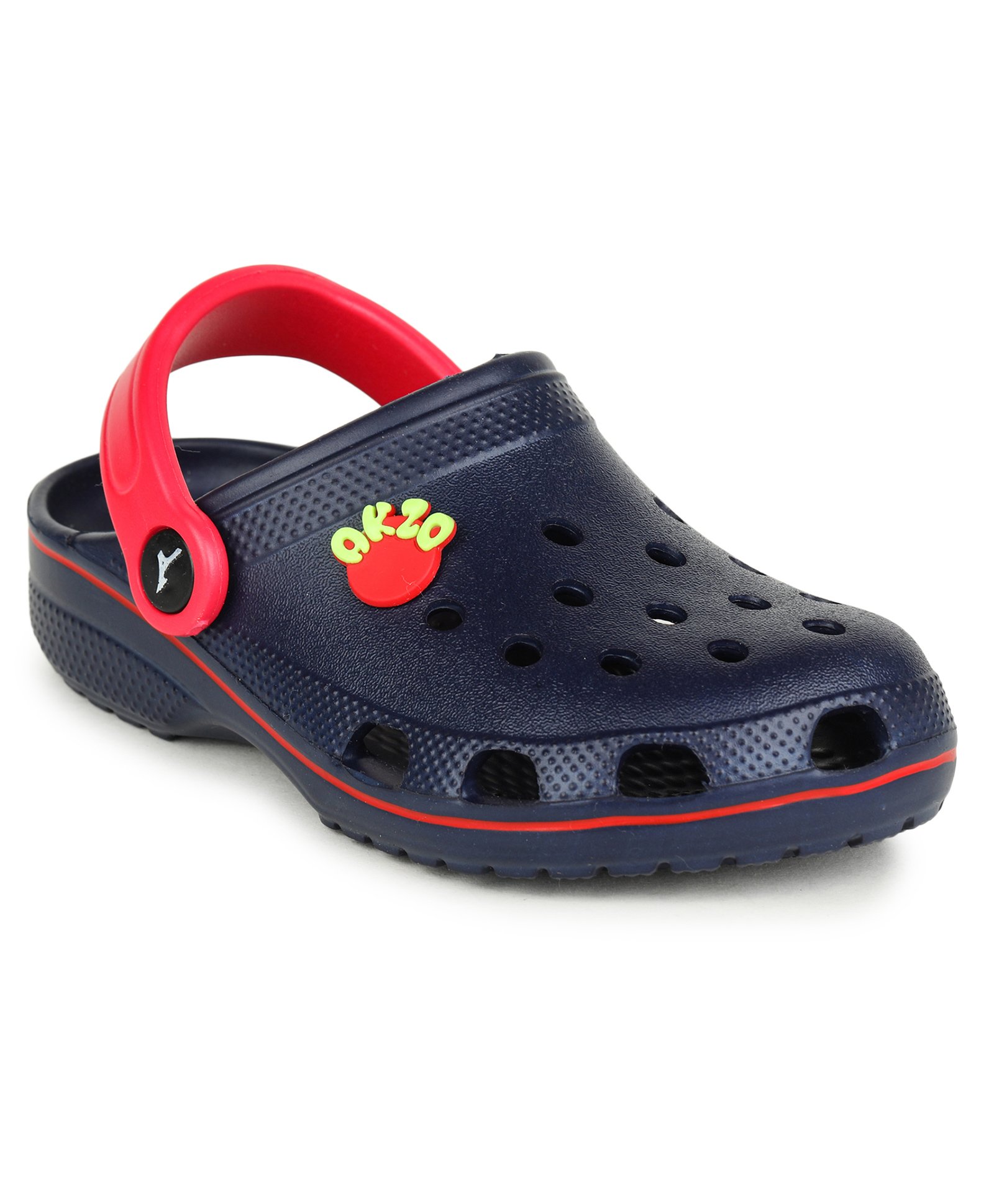 ABROS Akzo Patch Detailed Perforated Slingback Clogs - Navy Blue & Red-image-27