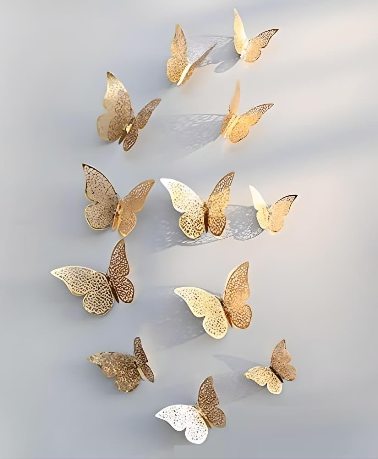 JAAMSO ROYALS Golden 3D Butterfly Wall Sticker Butterfly Sticker Sheet (Set of 12,12cm)-picture-28