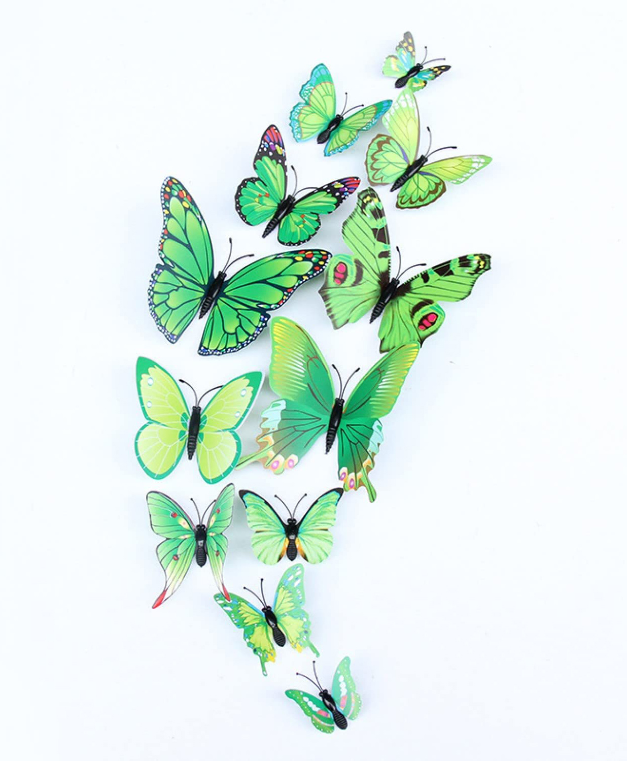 JAAMSO ROYALS Flora Green 3D Butterfly PVC Vinyl -Set of 12 Butterfly Sticker Sheet 16 cm-picture-12