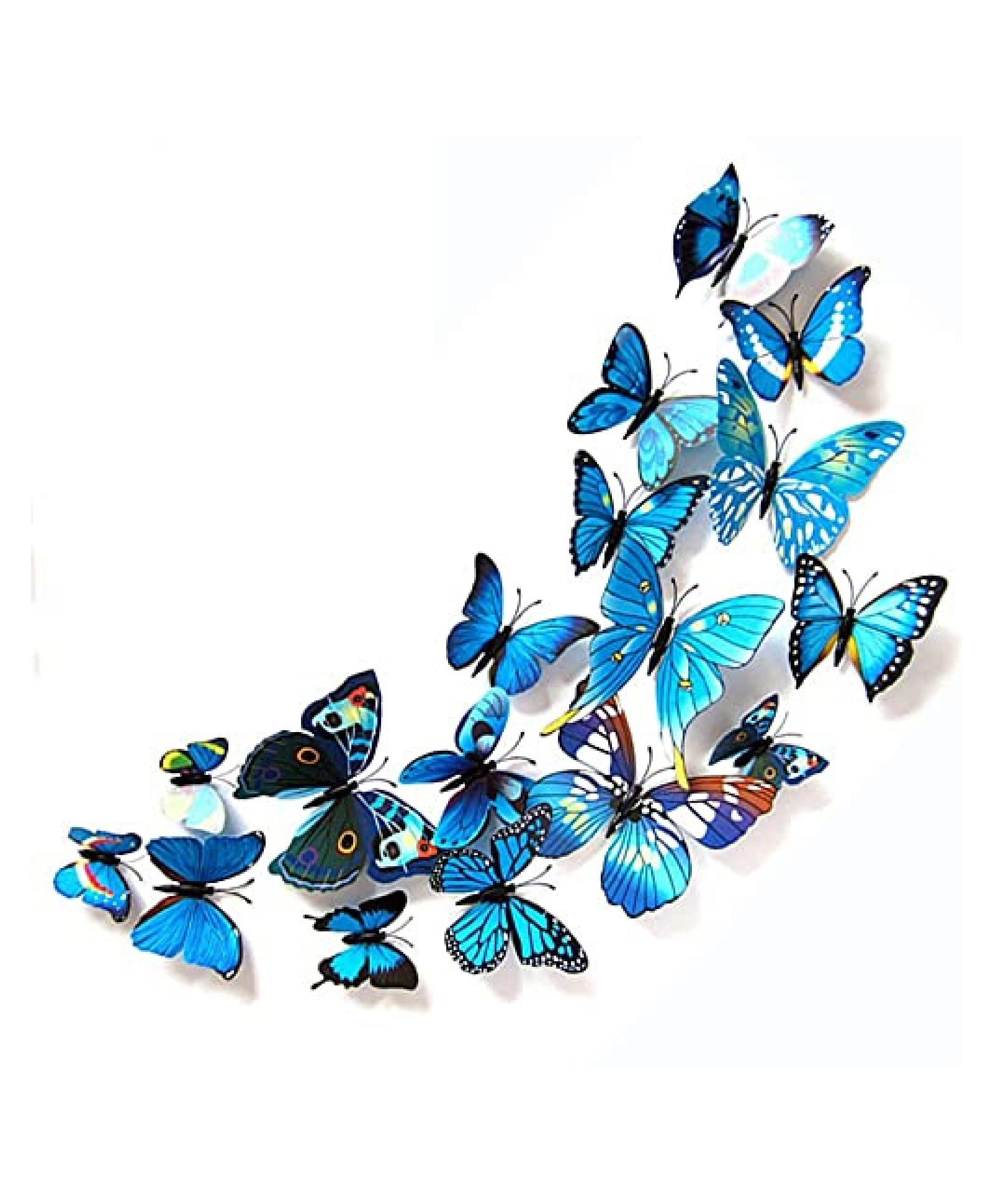 JAAMSO ROYALS Blue 3D Magnet Butterfly Wall Sticker 12 Piece Butterfly Sticker Sheet 16 cm-image-32