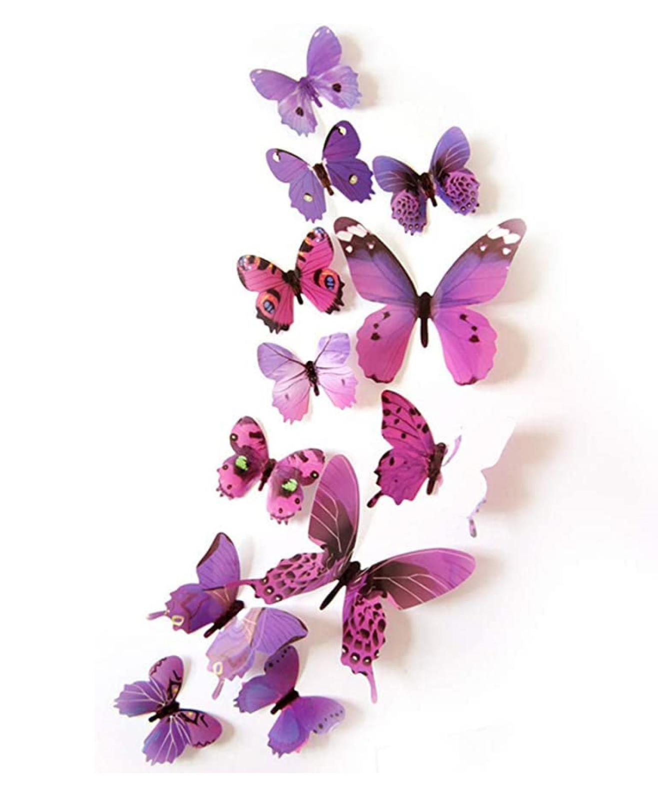 JAAMSO ROYALS Purple 3D Wall Sticker Mix Size Butterfly Sticker Sheet (Set of 12 pcs)-picture-21