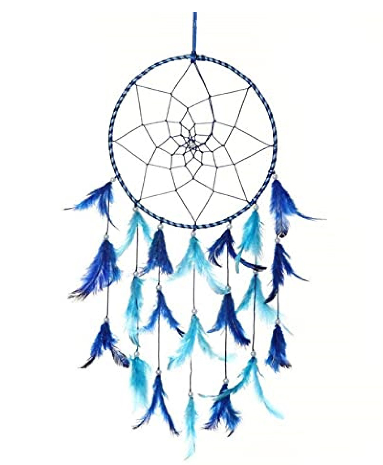 JAAMSO ROYALS Light & Dark Blue Feathers Dream Catchers, Wall Hangings, Home Decor, Handmade Dreamcatcher 20 cm-picture-37