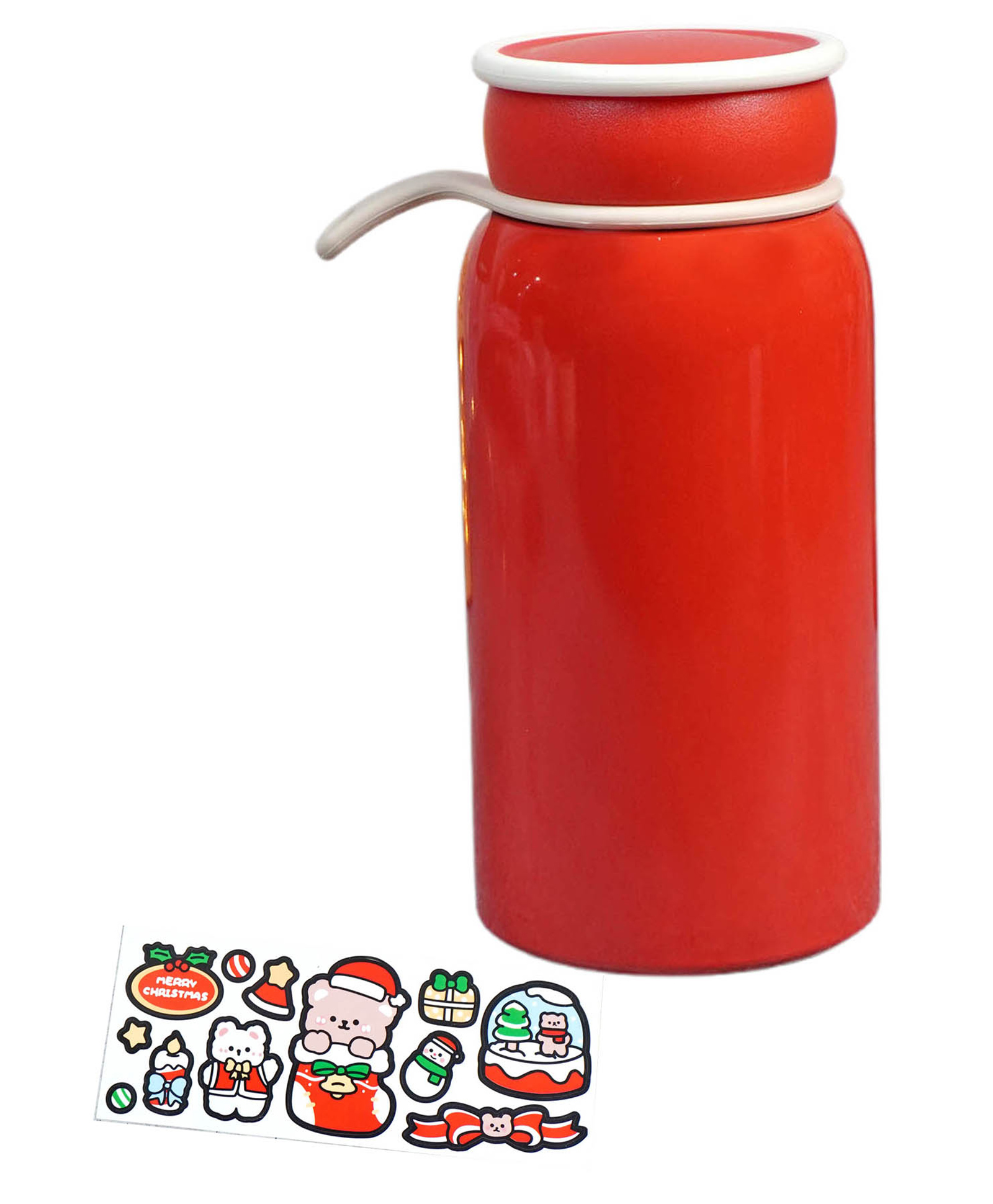 Little Surprise Box Red Christmas sticker themed Stainless Steel Thermos Bottle with Strainer - 400ml-image-49