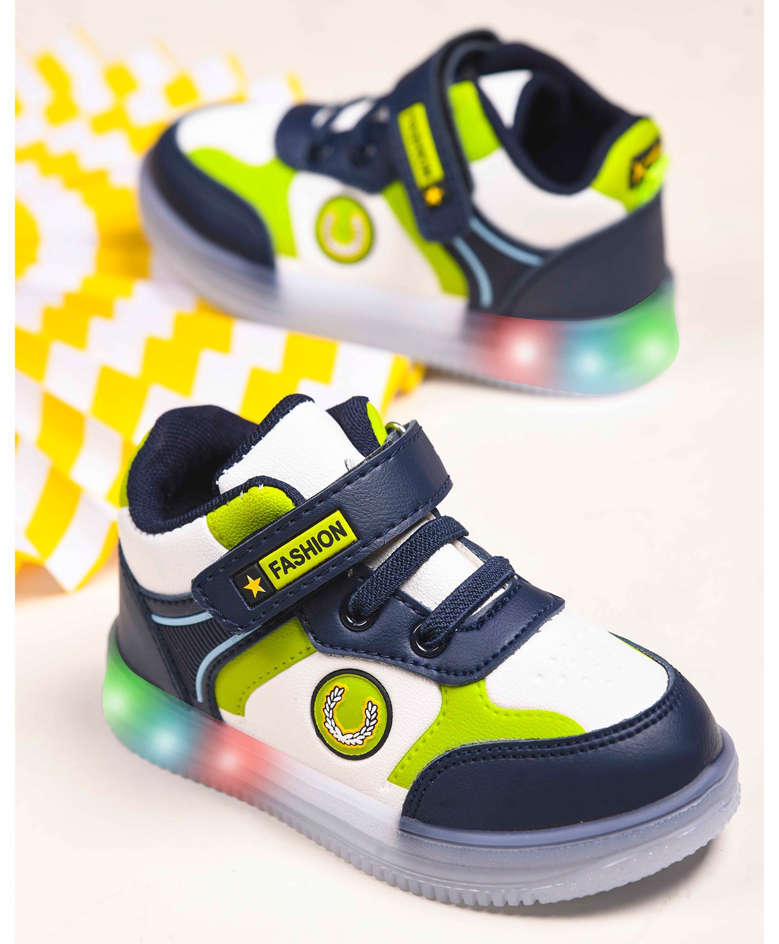 KATS Colour Blocked LED Shoes With Velcro Closure - Navy Blue-picture-17