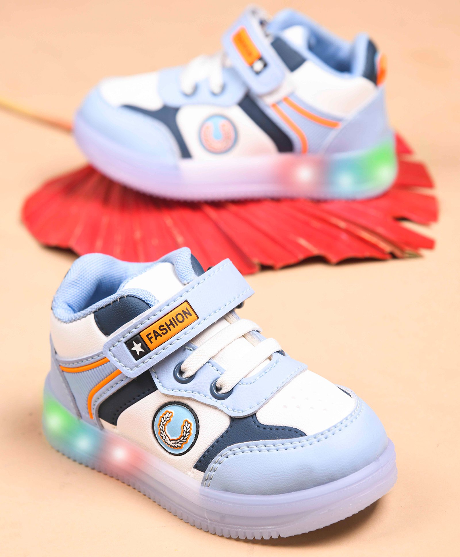 KATS Colour Blocked LED Shoes With Velcro Closure - Sky Blue-picture-18