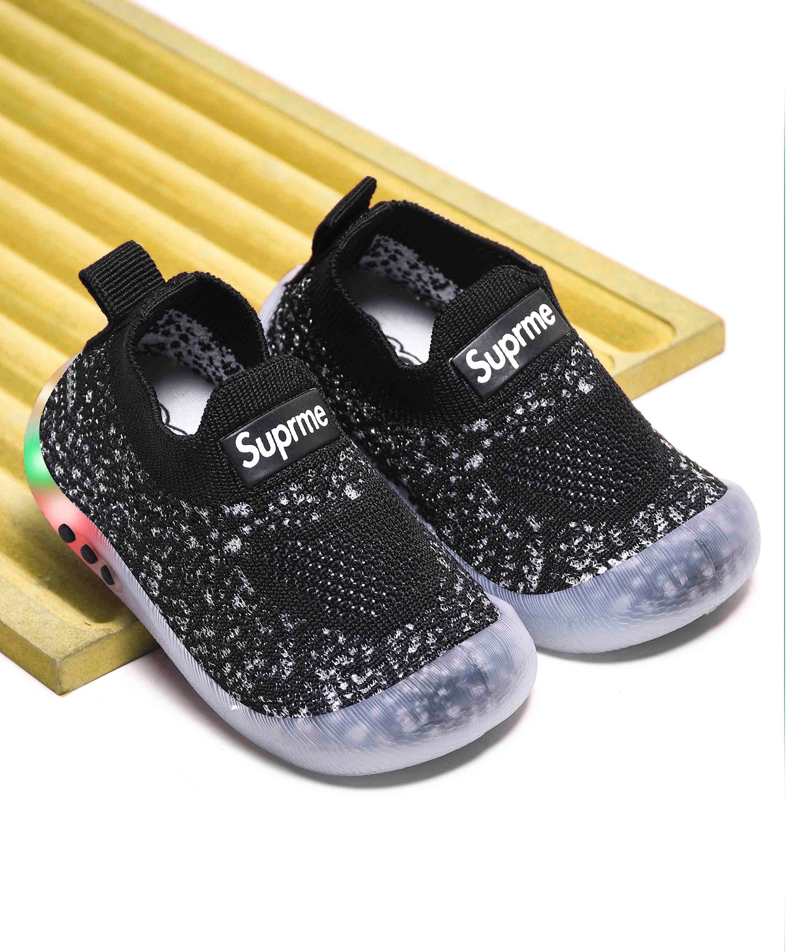 KATS Colour Blocked & Mesh Detailed LED Shoes - Black-picture-18