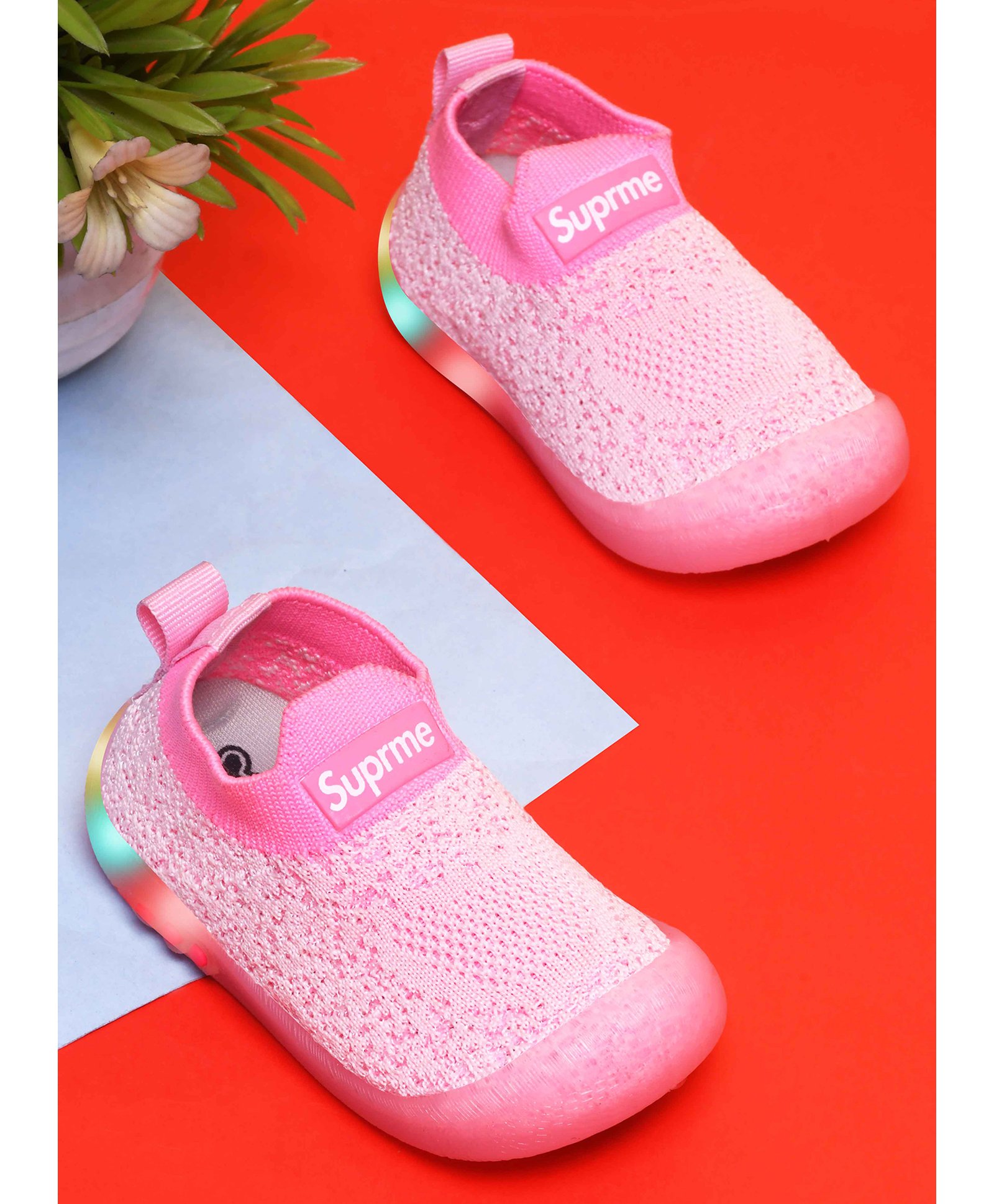 KATS Colour Blocked & Mesh Detailed LED Shoes - Pink-picture-21