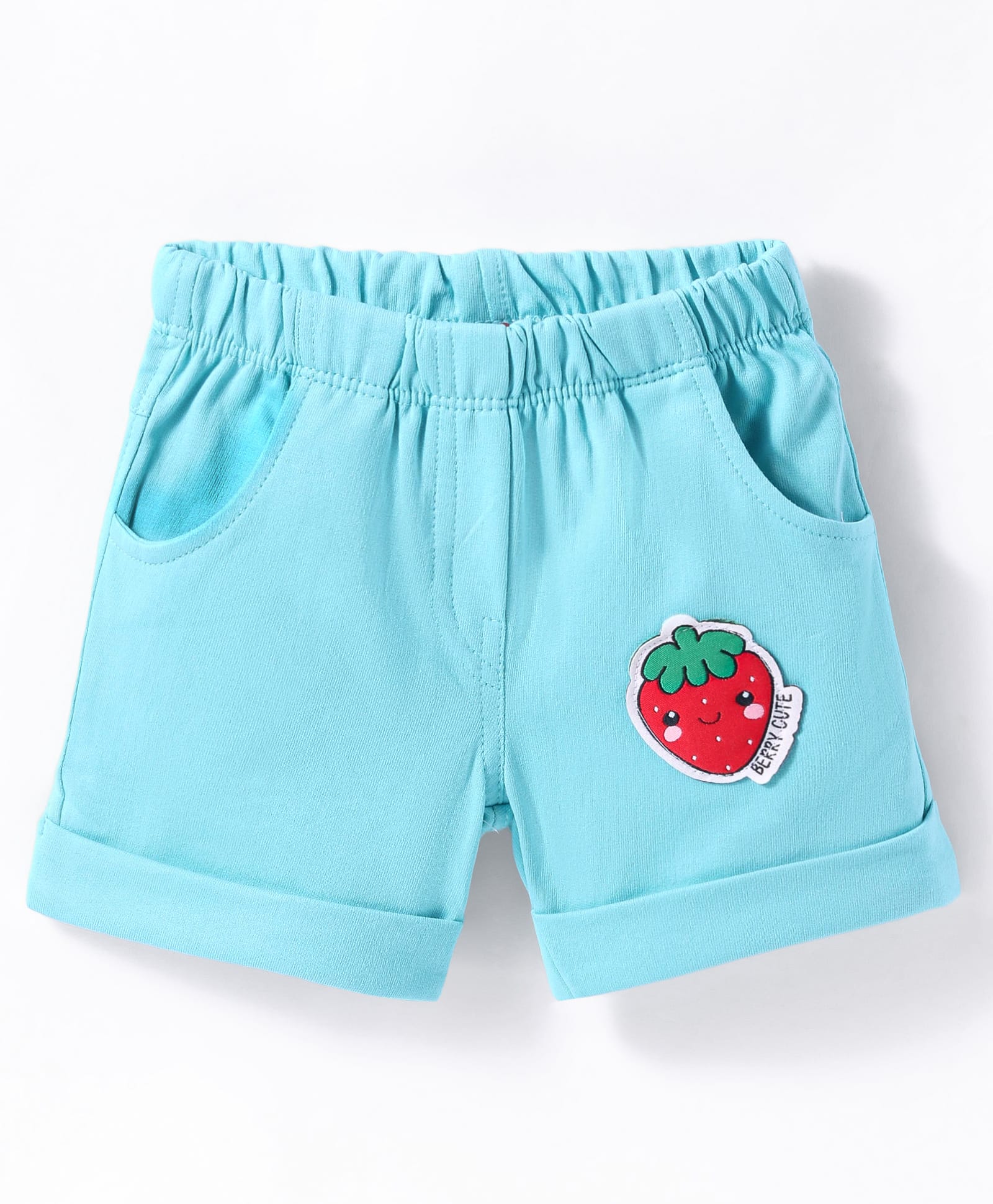 Tango Looper Knit Knee Length Shorts With Strawberry Patch - Sea Green-image-21