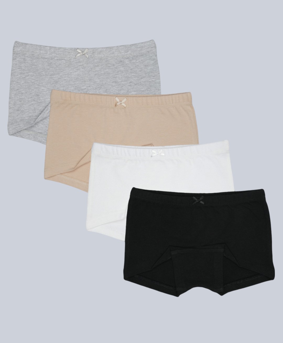Charm n Cherish Pack Of 4 Cotton Blend Solid Hipster Shorts - Black White Nude & Grey-image-12