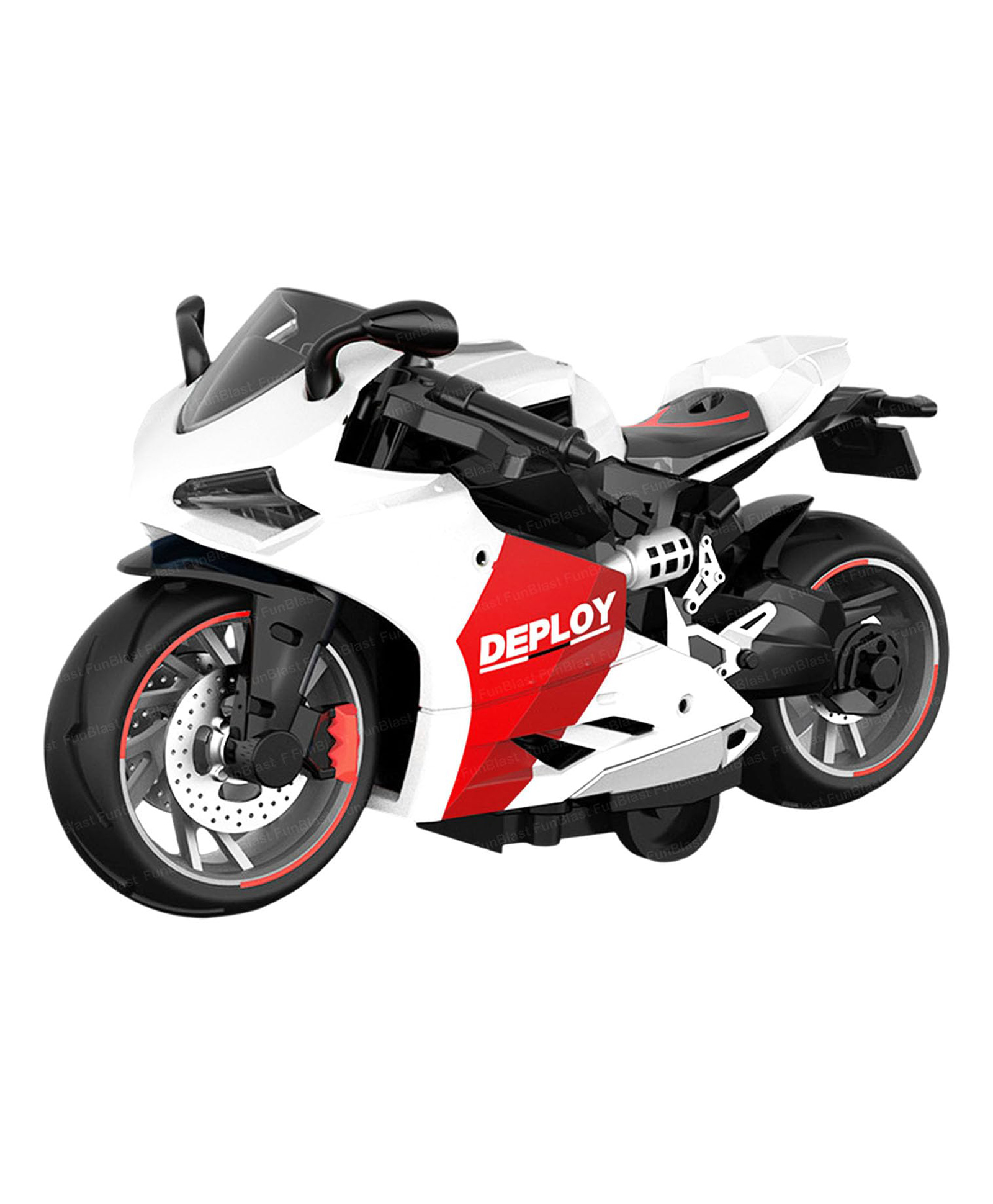 FunBlast Realistic Small Size Die Cast Motorcycle Toy for Kids White-image-49