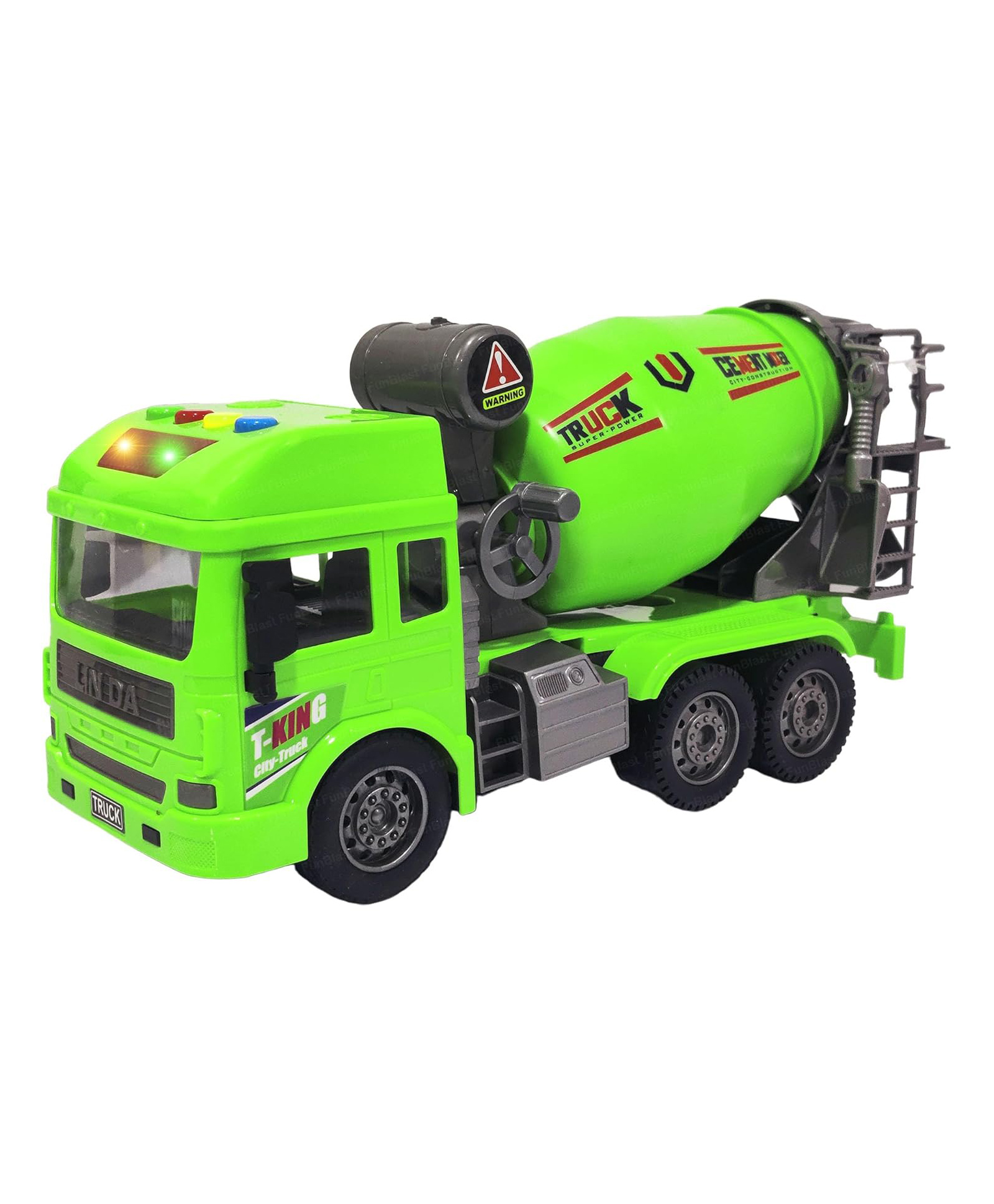 FunBlast Cement Mixer Construction Truck Toy with Light & Sound - Green-picture-3