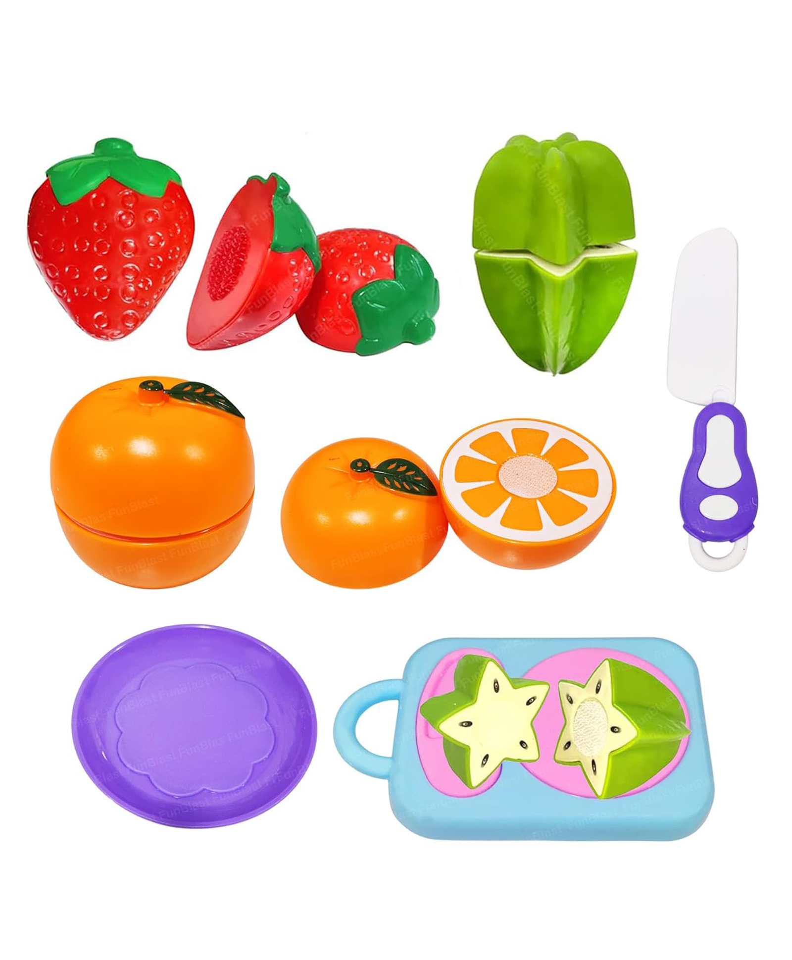 FunBlast Realistic Cutting Fruits Play Set Toys with Chopping Board & Knife 6 Pcs-picture-48