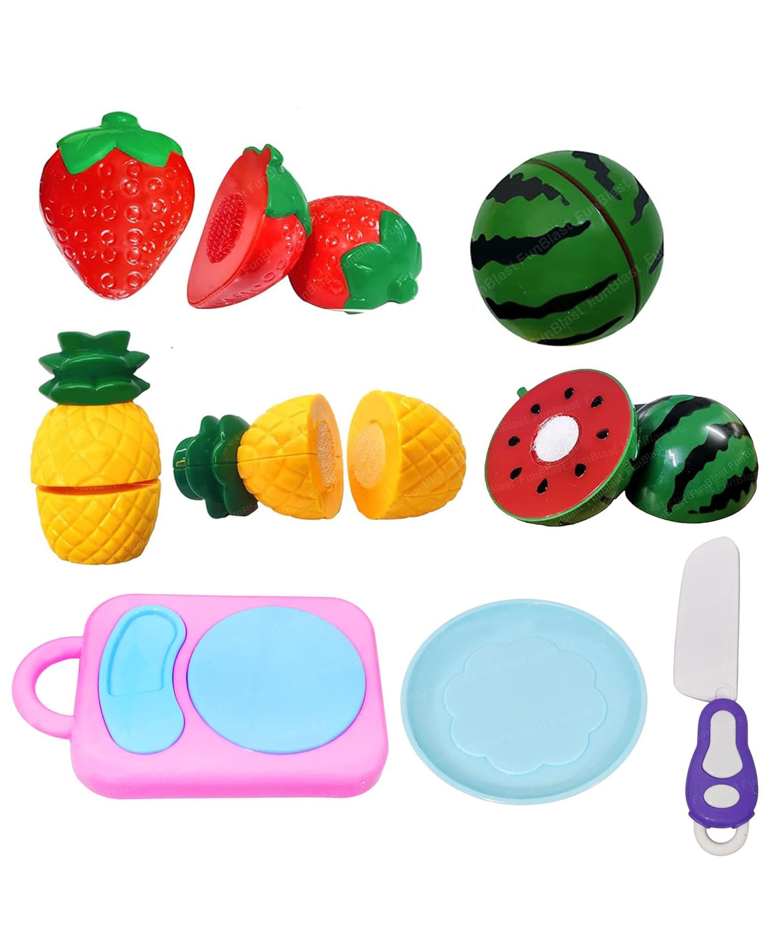 FunBlast Realistic Cutting Fruits Play Set Toys with Chopping Board & Knife 6 Pcs-picture-12
