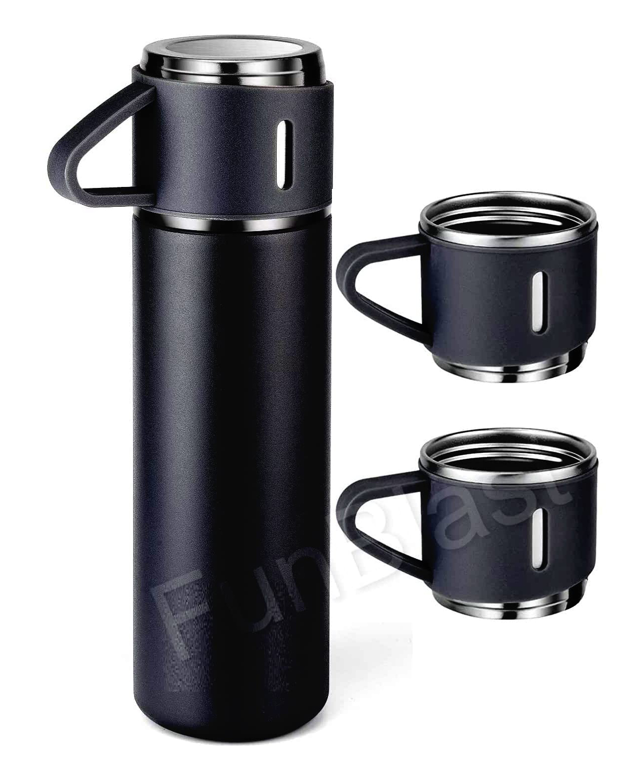 FunBlast Vacuum Insulated Thermos Flask Set with Cups Black-picture-25