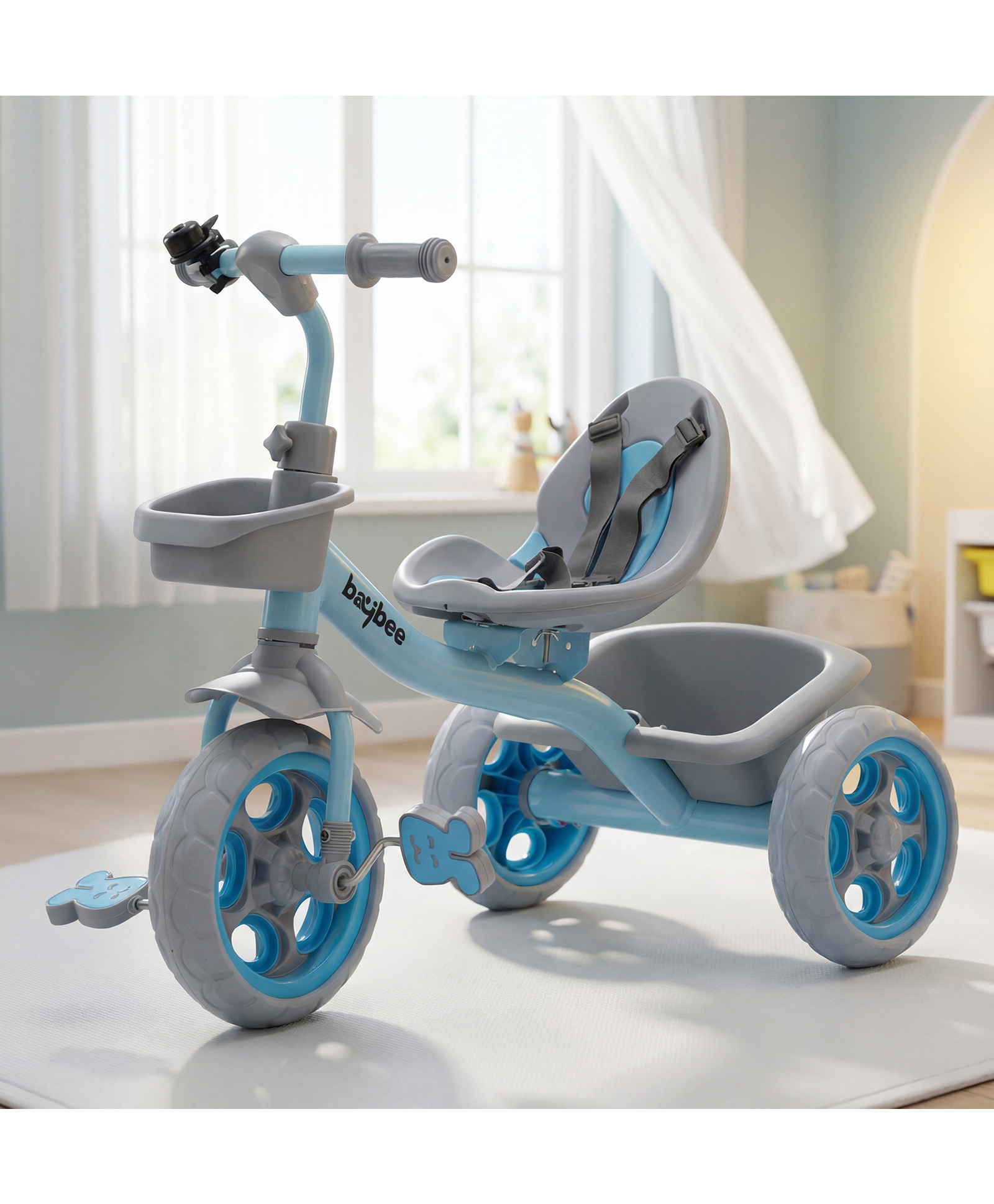 Baybee Beagle Baby Cycle for Kids, Plug Kids Tricycle with Eva Wheels, Safety Belt, Footrest & Toy Storage Basket | Kids Cycle Trikes | Baby Tricycles - Blue-image-41