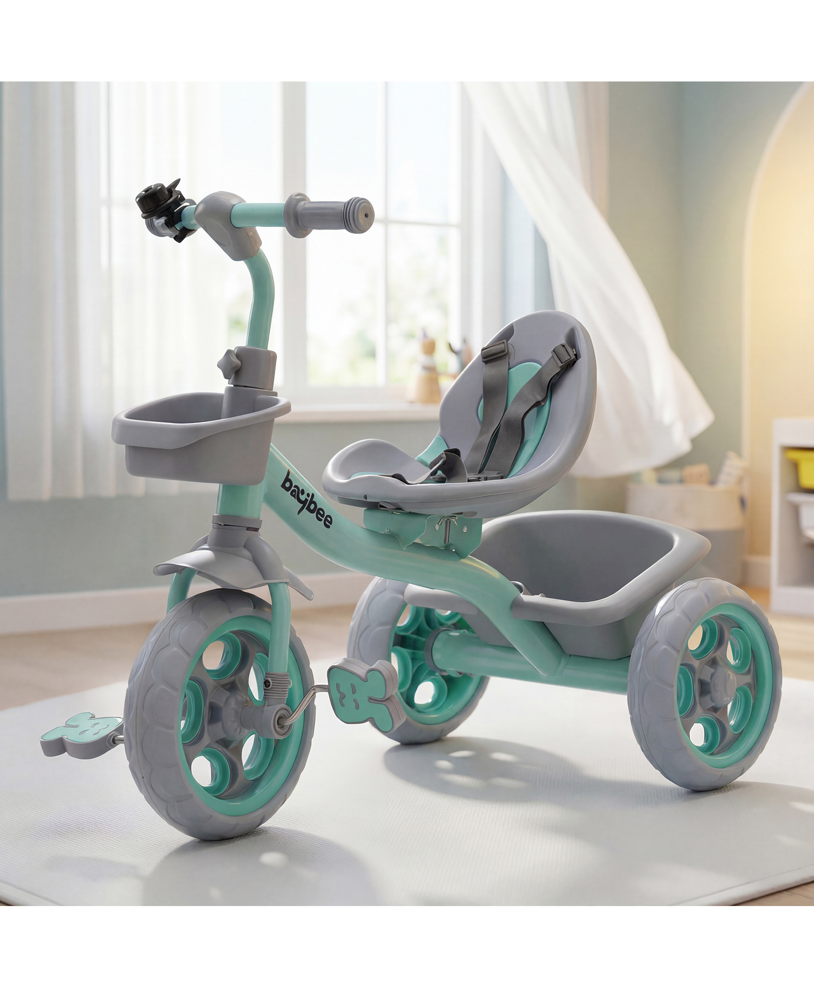 Baybee Beagle Baby Cycle for Kids, Plug Kids Tricycle with Eva Wheels, Safety Belt, Footrest & Toy Storage Basket | Kids Cycle Trikes | Baby Tricycles - Green-image-21