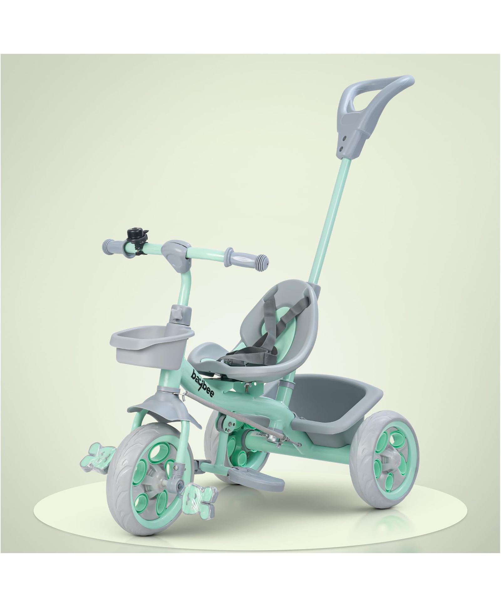 Baybee Beagle Pro 2 in 1 Baby Tricycle for Kids, Plug N Play Kids Tricycle with Parental Push Handle, Eva Wheels, Footrest & Baskets | Kids Cycle Trikes | Baby Cycle - Green-image-9