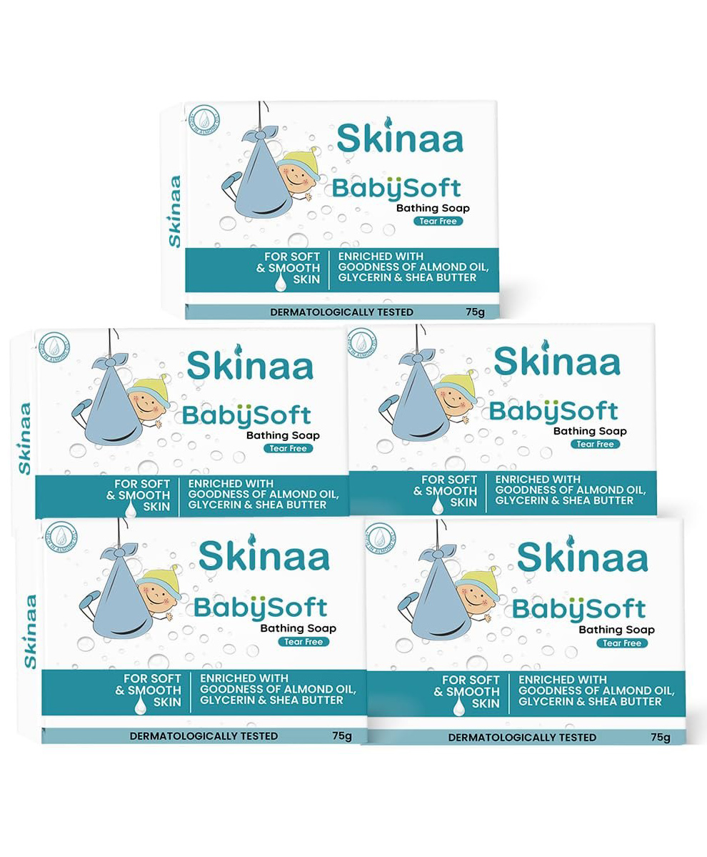 Skinaa Babysoft Gentle Cleansing Bathing Soap, Enriched with Goodness of Almond Oil, Glycerin- Pack-5-picture-18
