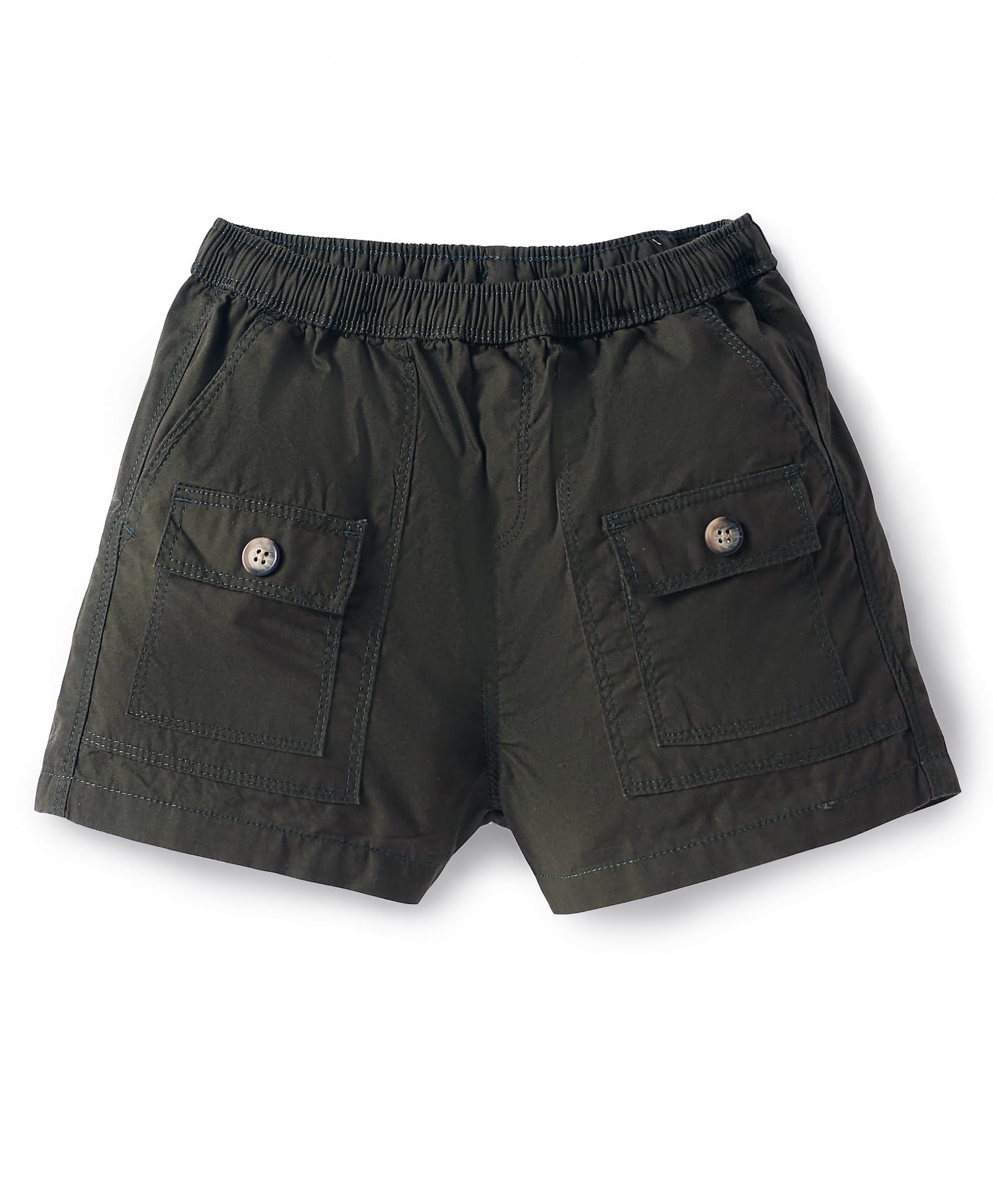 kookie kids india Kookie Kids Poplin Woven Solid Shorts With Drawstring & Front Flap Pockets - Dark Olive Green-picture-14