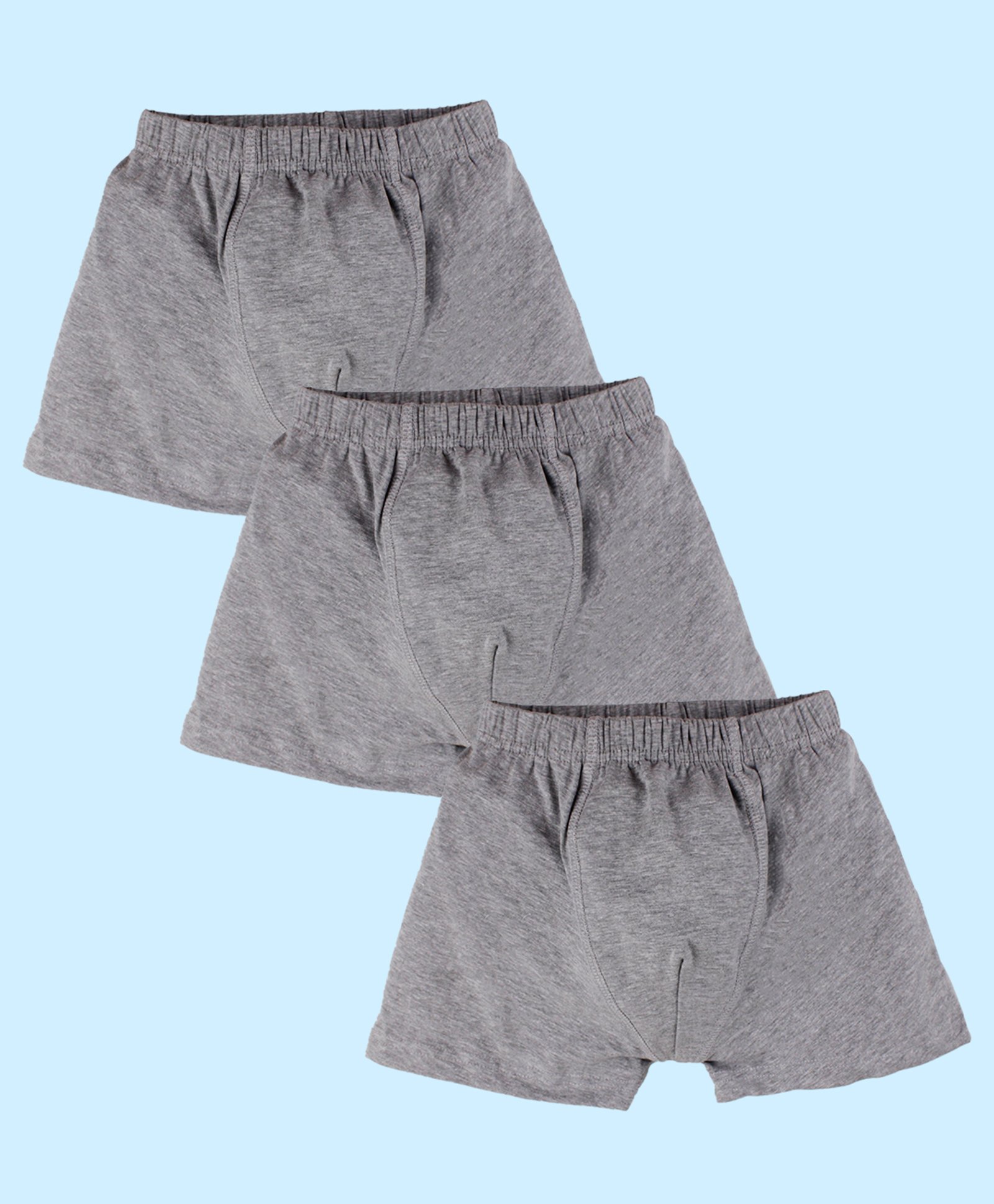 Kiddopanti Pack Of 3 Solid Boxer Shorts - Grey Melange-picture-23