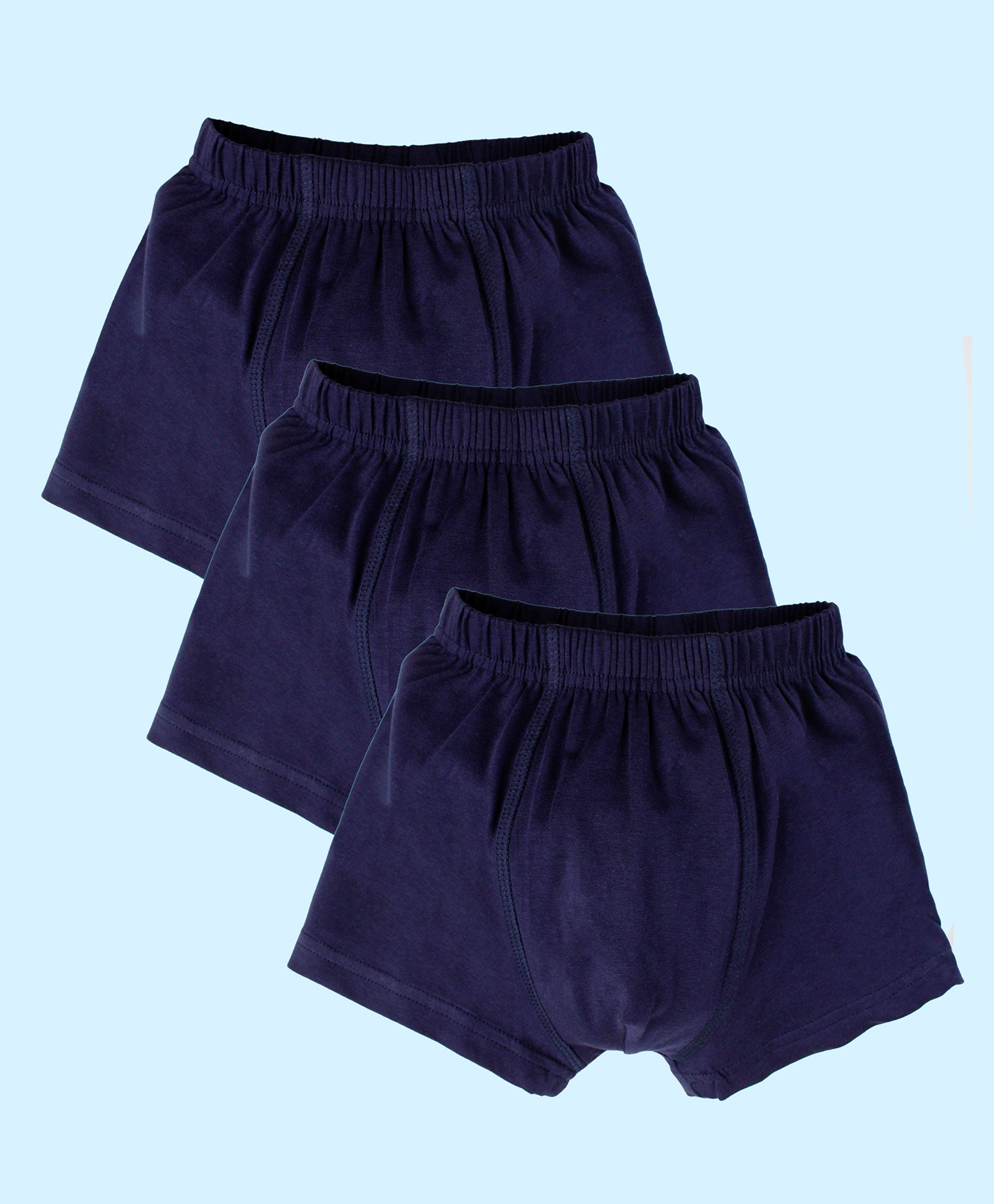 Kiddopanti Pack Of 3 Solid Boxer Shorts - Navy-picture-16