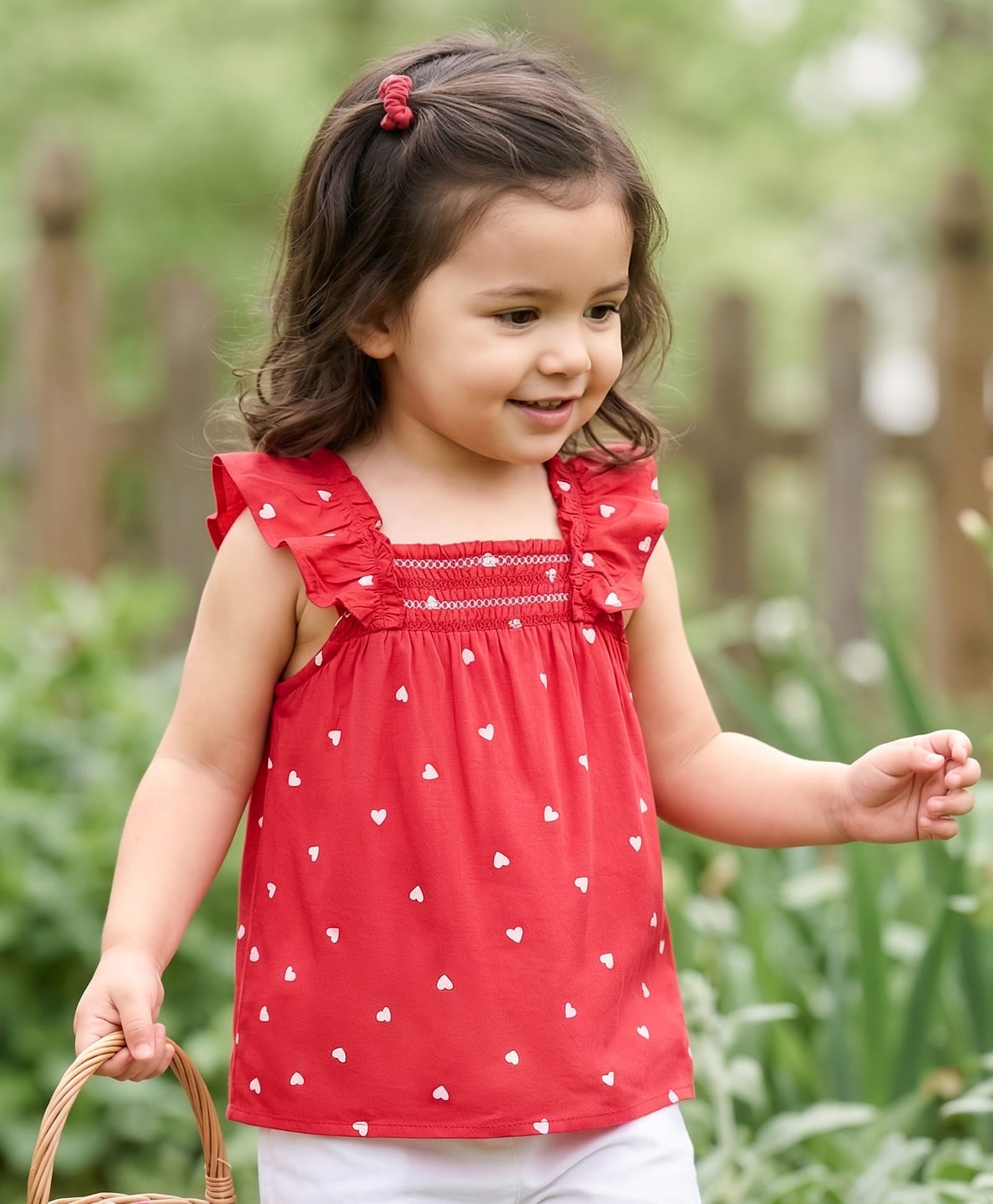 Babyhug Rayon Woven Frill Sleeves Top With Polka Dots - Red-image-15