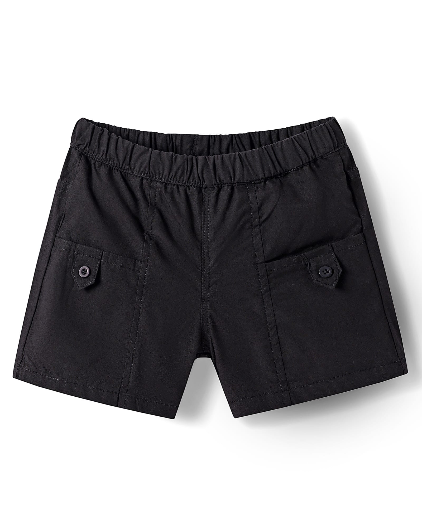 kookie kids india Kookie Kids Poplin Woven Solid Shorts With Front Flap Pockets - Black-picture-14