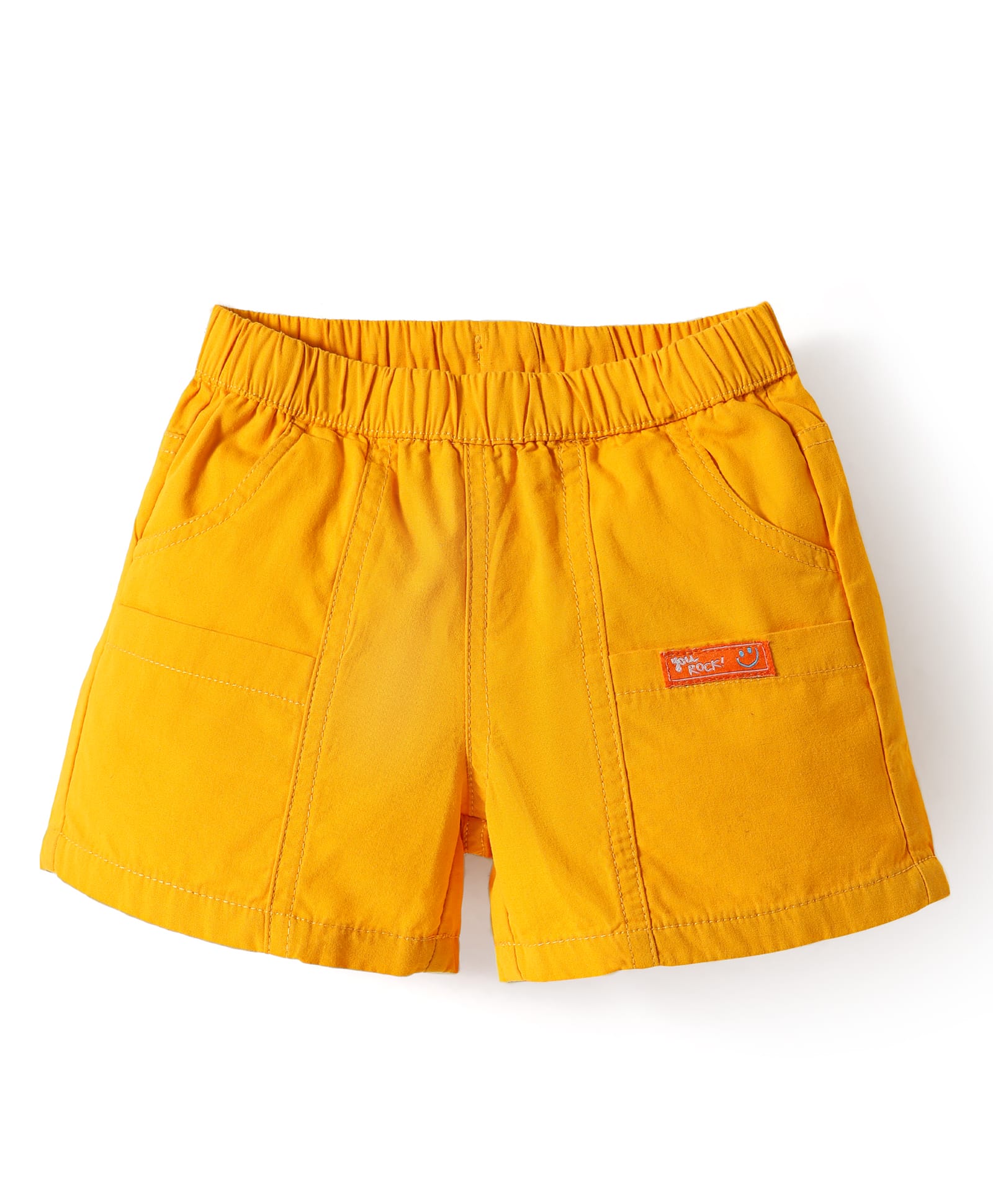 kookie kids india Kookie Kids Woven Tussar Hot Shorts With Fabric Patch & Front Pockets - Yellow-picture-23