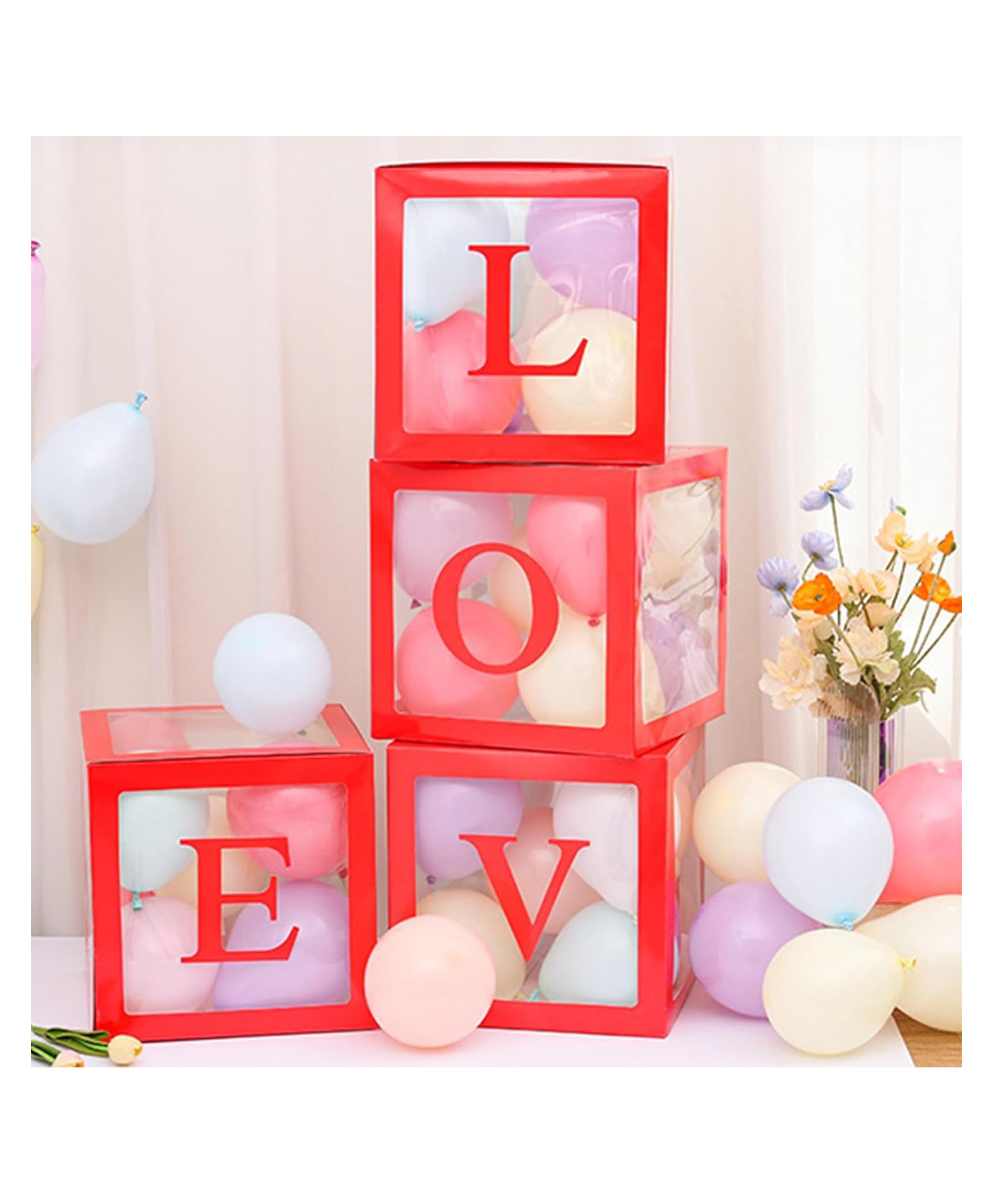 Shopperskart Love balloon box is perfect for birthday & baby shower decoration- Pack of 4-Red-image-13