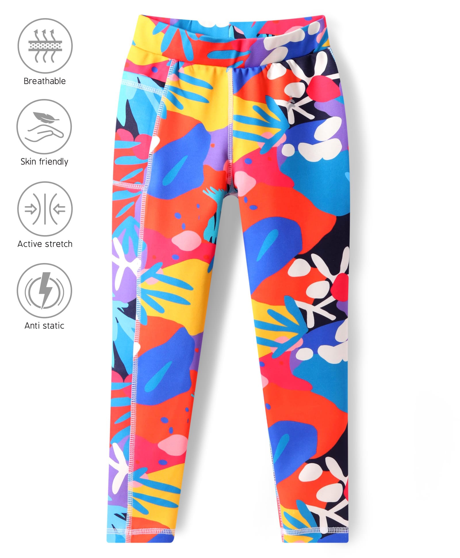 Pine Active Knit Full Length Super Stretch Leggings With Abstract Print - Multicolour-picture-27