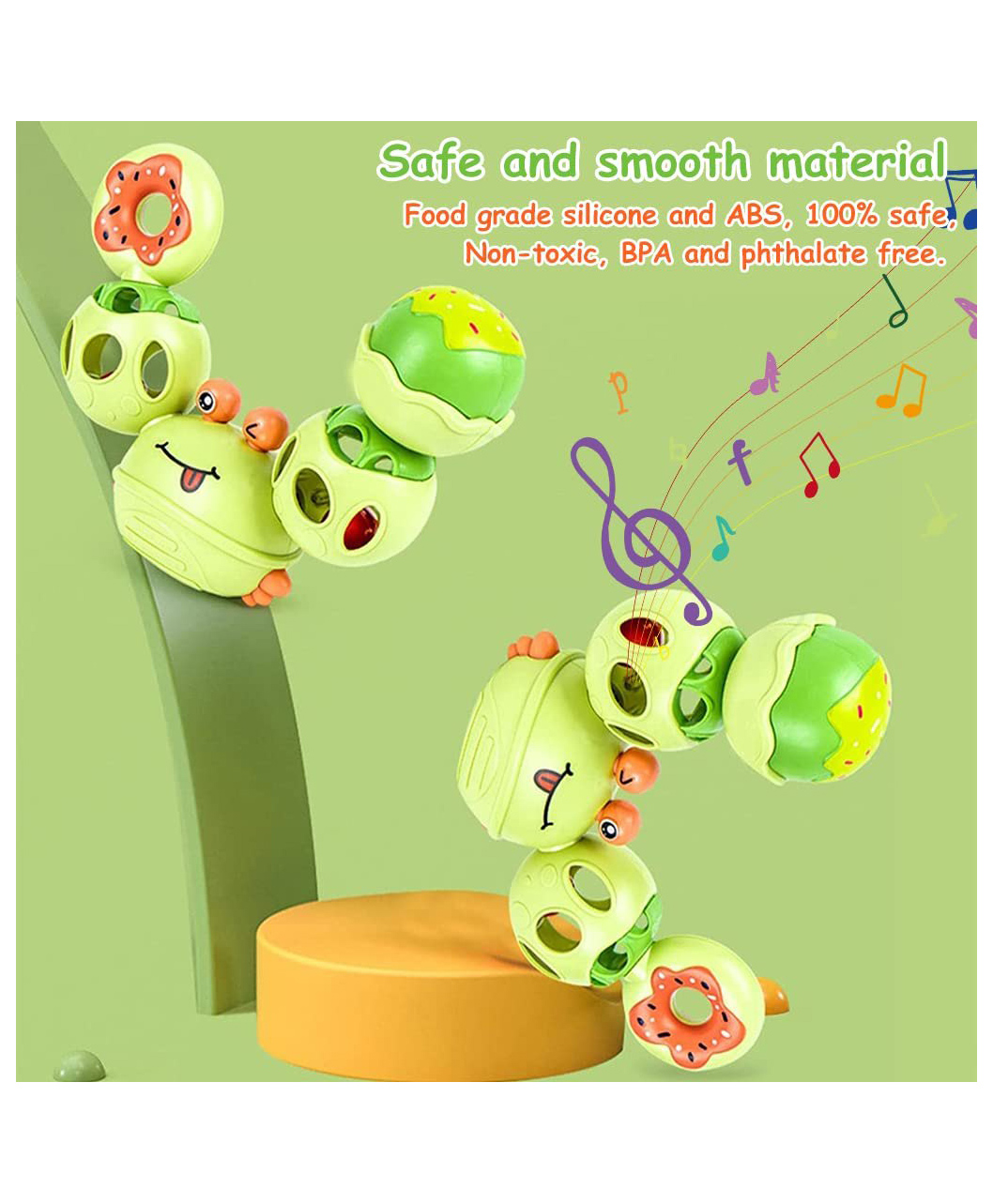 AKN TOYS Rattles for BabyCartoon Crab Sensory Teething Toys for Babies 360 ° Rotation Rattle Toy BPA-Free Soothing Toy Toddler Activity Toys New Born Baby Toys Gifts for Boys Girls( Color May Vary)-picture-42