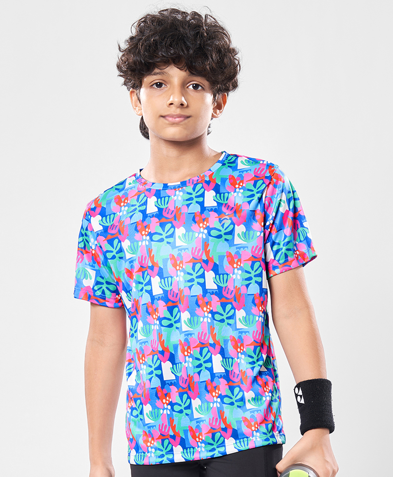 Pine Active Knit Half Sleeves T-Shirt with Tropical Theme Print - Multicolor-picture-10