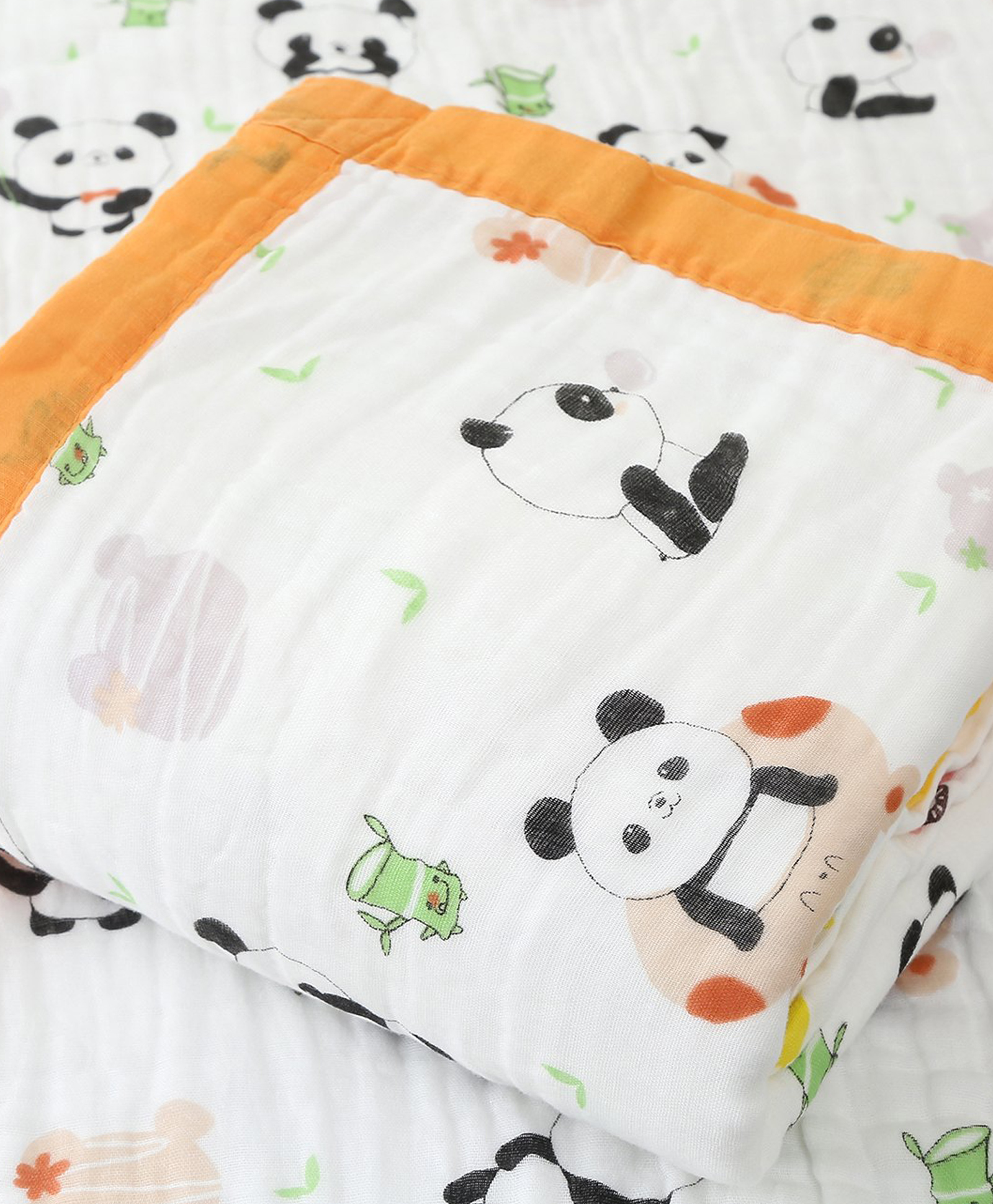Baby Moo Little Panda 100% Muslin Cotton Blanket - Orange-picture-46