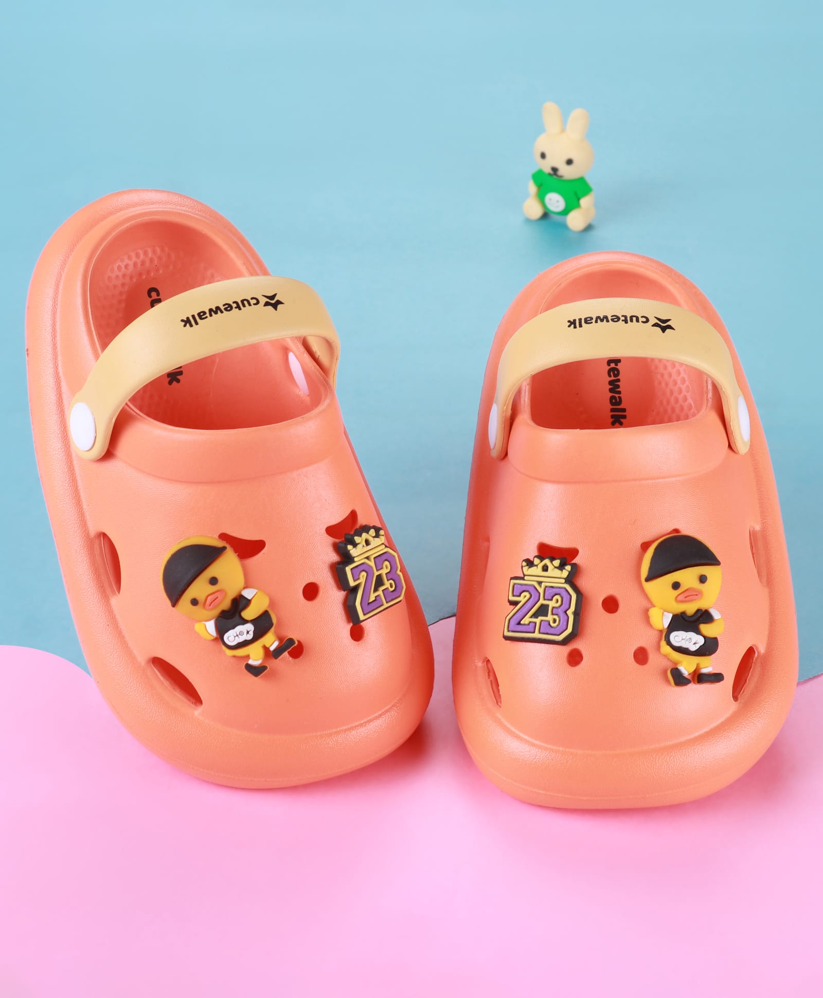 Cute Walk by Babyhug Clogs with Backstrap & Sport Theme Applique - Orange-picture-20