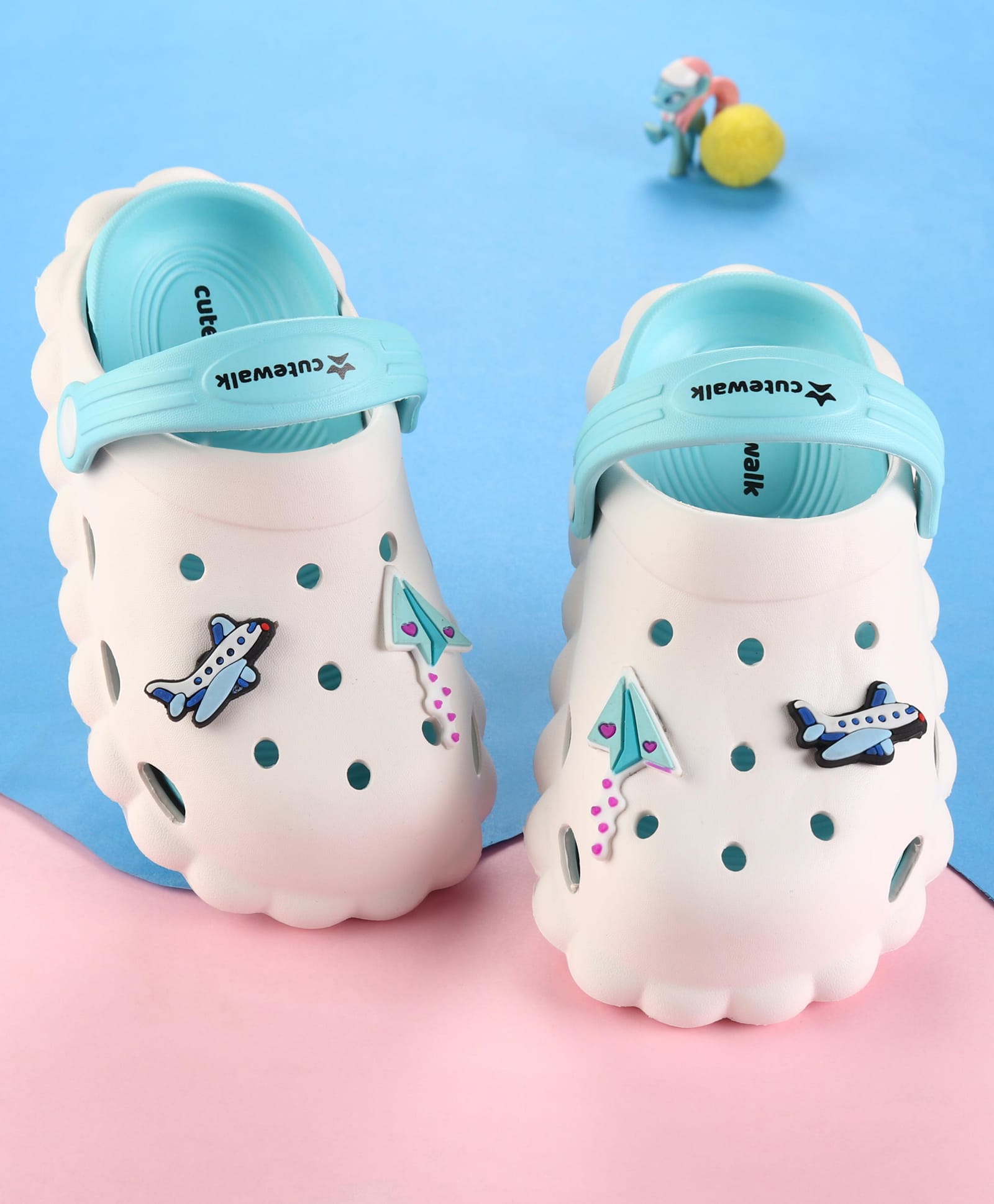 Cute Walk by Babyhug Clogs with Back Strap & Paper Plane Applique - Light Blue-picture-14