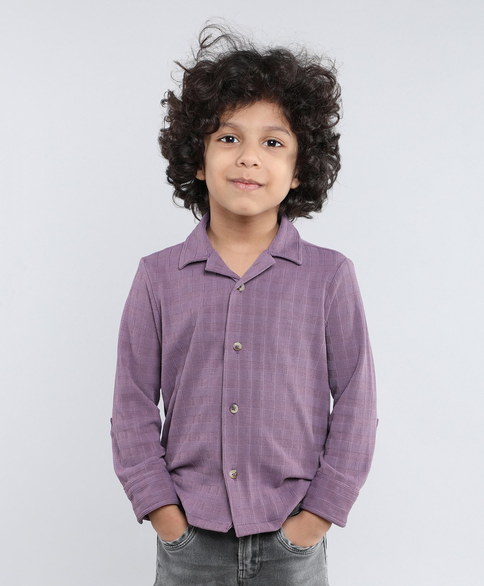 Taffykids Full Sleeves Striped Textured Shirt - Purple-picture-24
