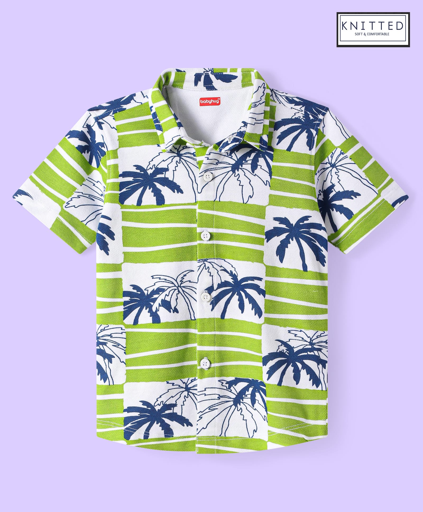 Babyhug Cotton Knit Half SleevesShirt with Tropical Theme Print - Light Green-picture-27