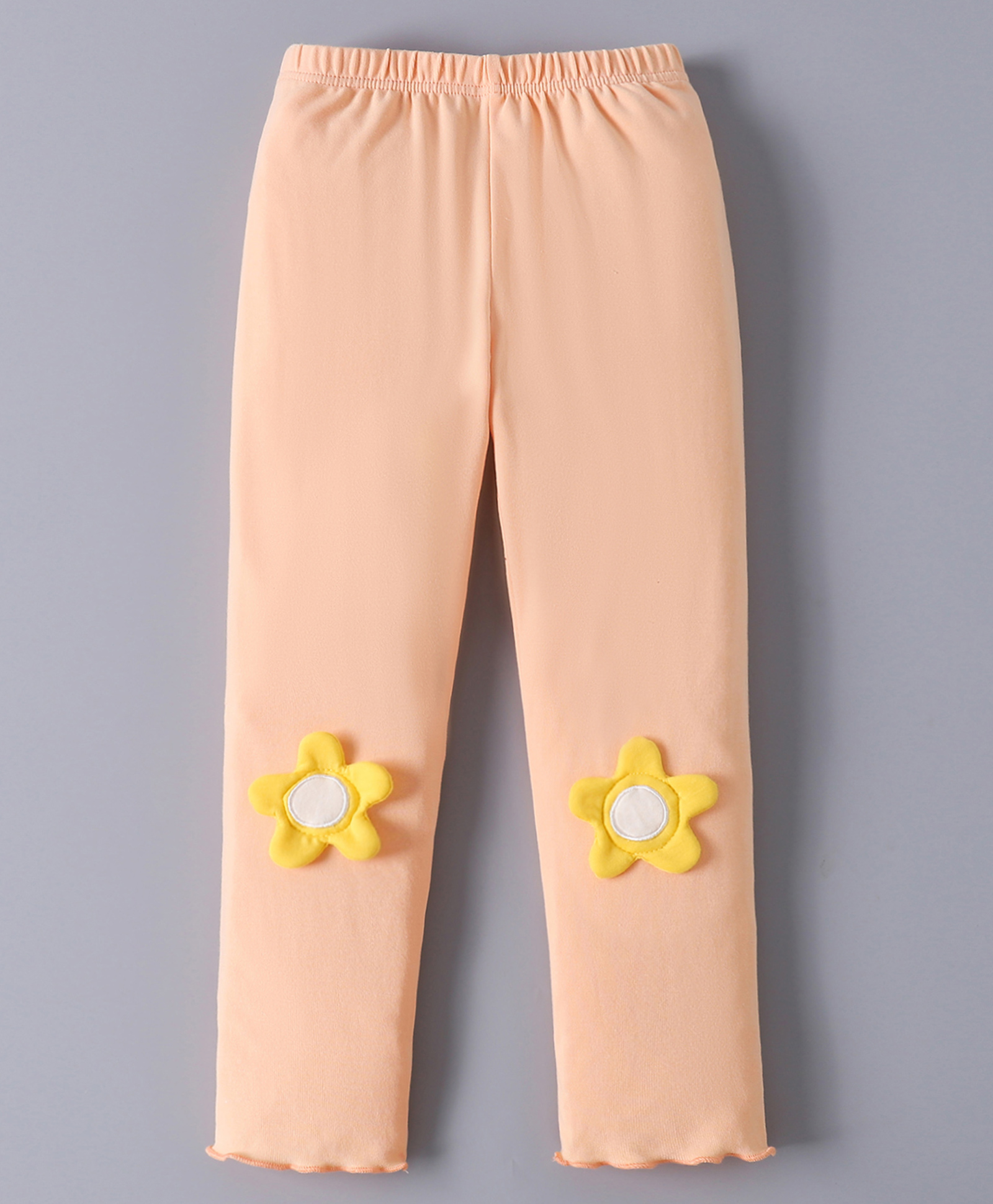 Mark & Mia Full Length Solid Legging With Floral Applique - Peach-picture-29