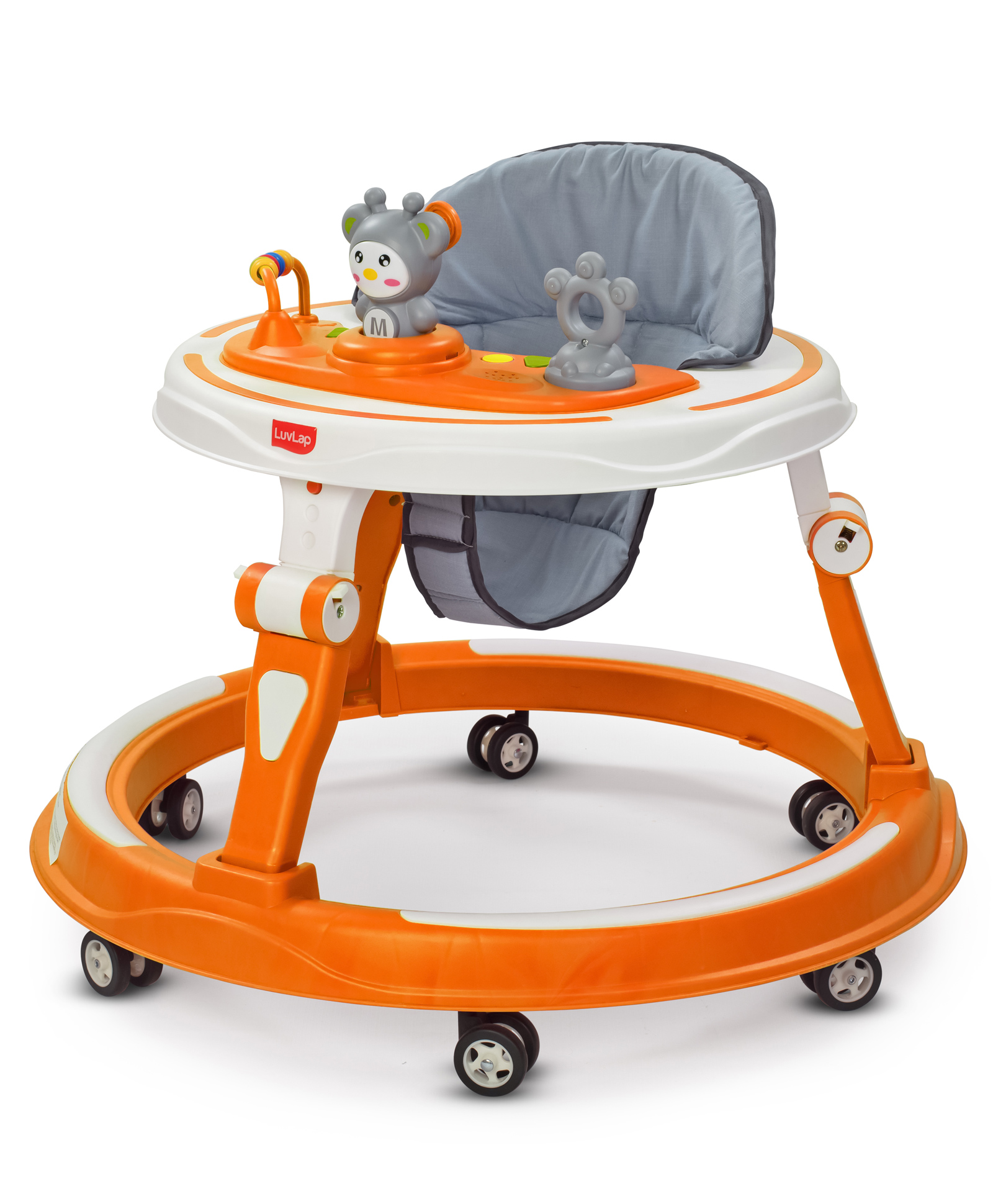 luvlap Luv Lap 360° Baby Walker with 3 Level Height Adjustment & Switchable Food & Musical Toy Tray - Orange-picture-28