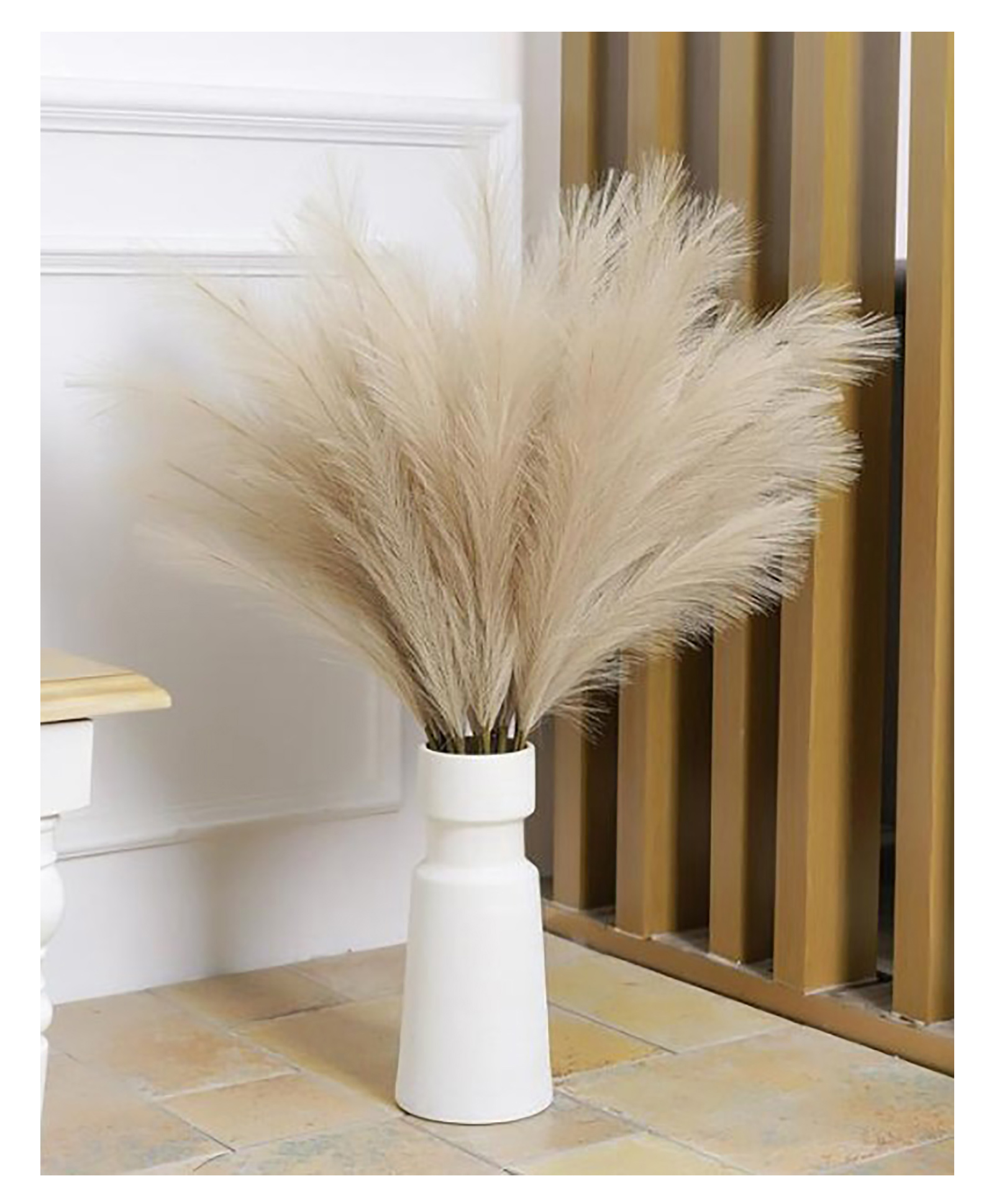 Homesake Fluffy Artificial Pampas Grass Sticks in Coffee for stylish décor perfect for Diwali, home, or office. (Pack of 3)