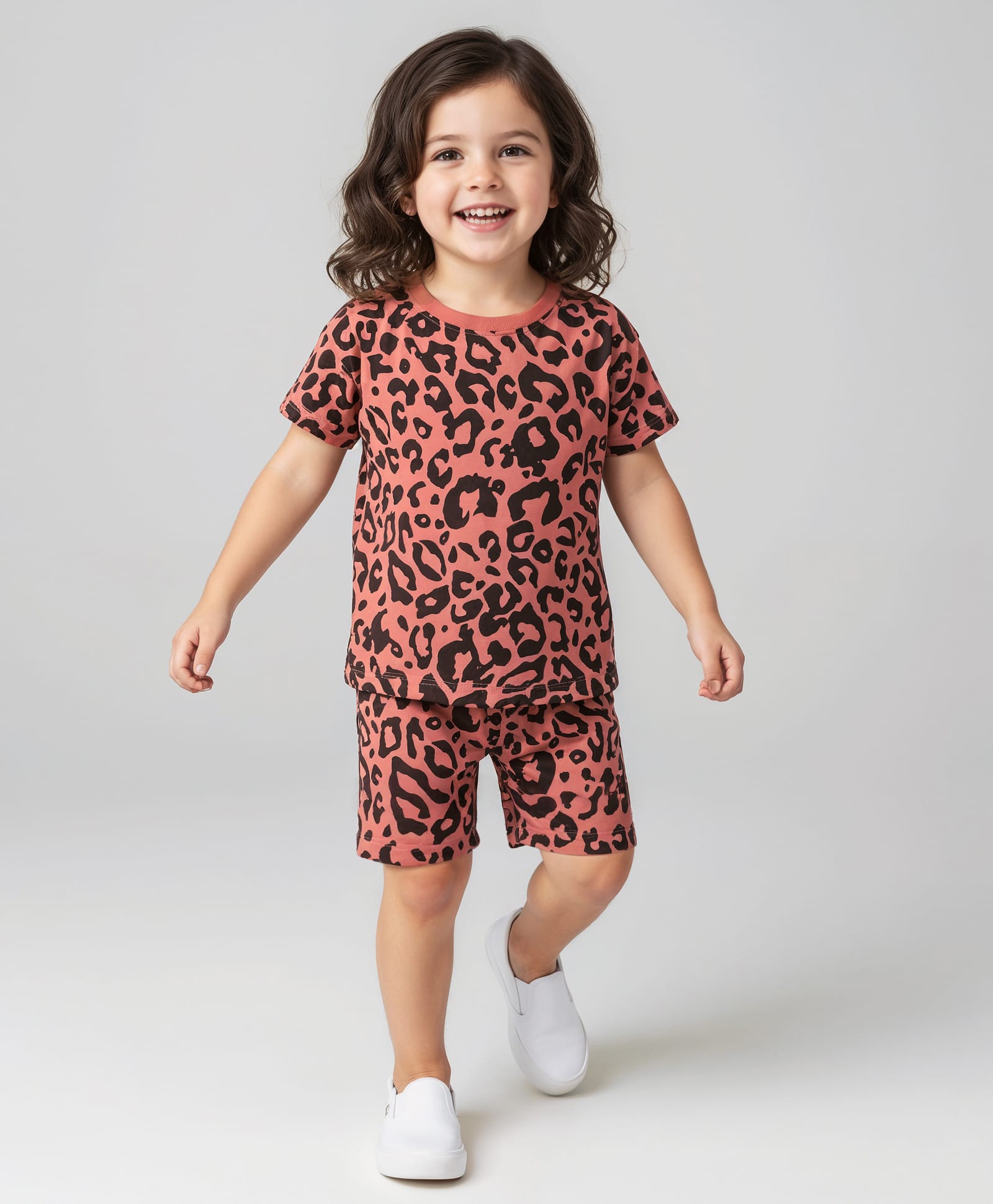 Mark & Mia Terry Knit Half Sleeves Printed T-Shirt & Shorts Set - Brown-picture-14