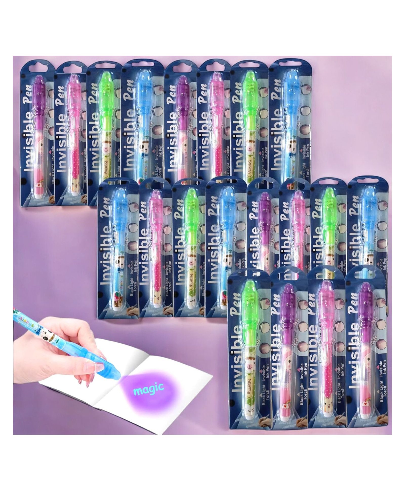 Birthday Popper Invisible Ink Magic Pen with UV Light | Set of 20 | Fun Magic Toy for Kids | Ideal as Birthday Return Gifts-image-3
