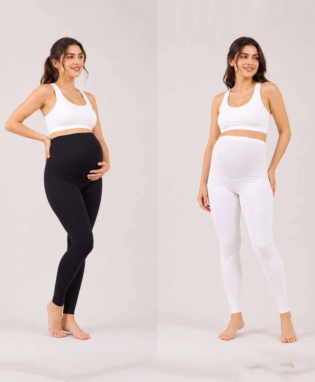 TUMMY Pack of 2 Viscose Solid Leggings - Black & White-picture-16