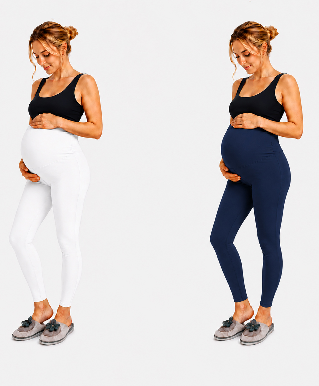 TUMMY Pack of 2 Viscose Solid Leggings - Blue & White-picture-21
