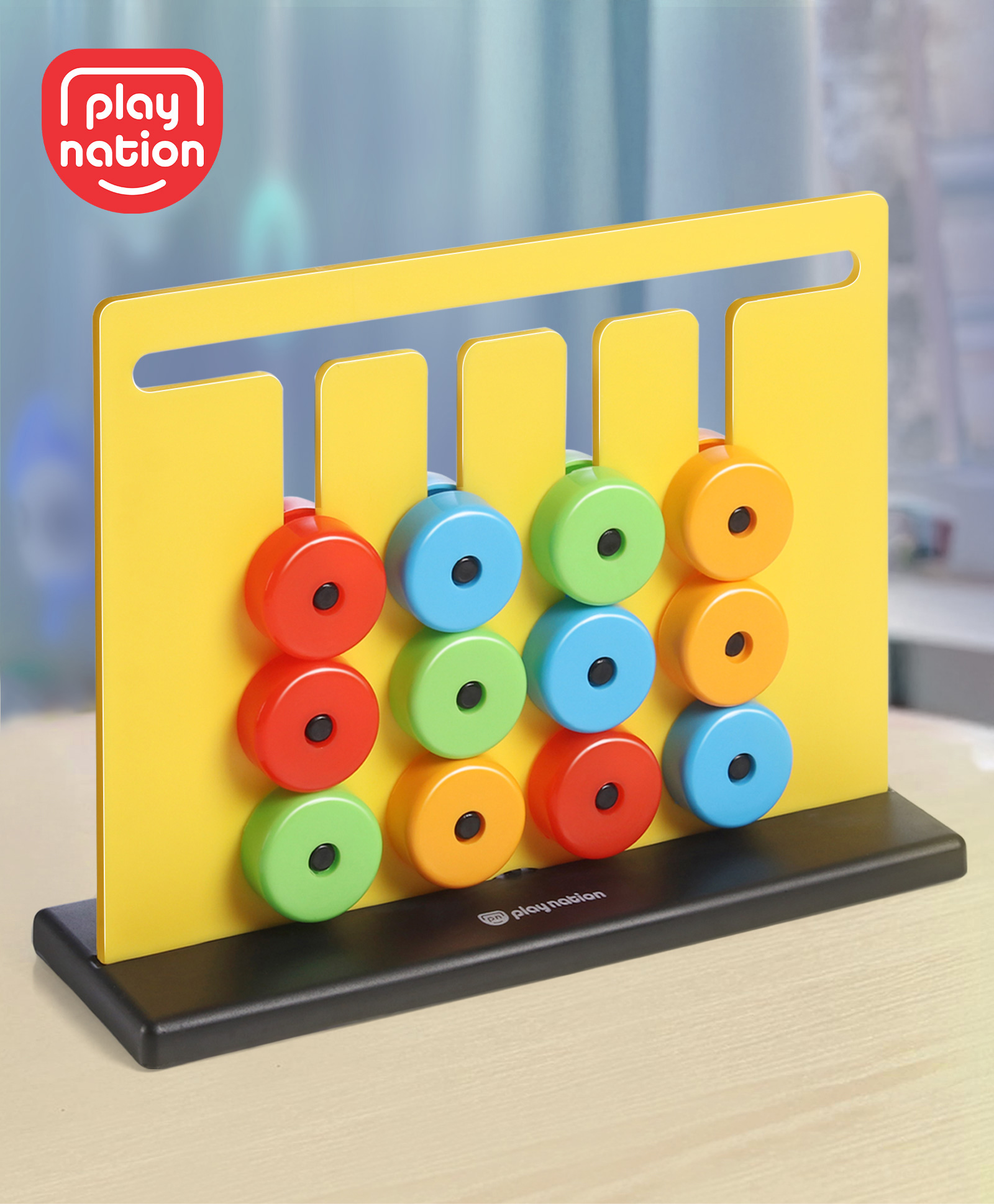 Play Nation Colour And Pattern Matching Montessori Slide Puzzle Game - Yellow