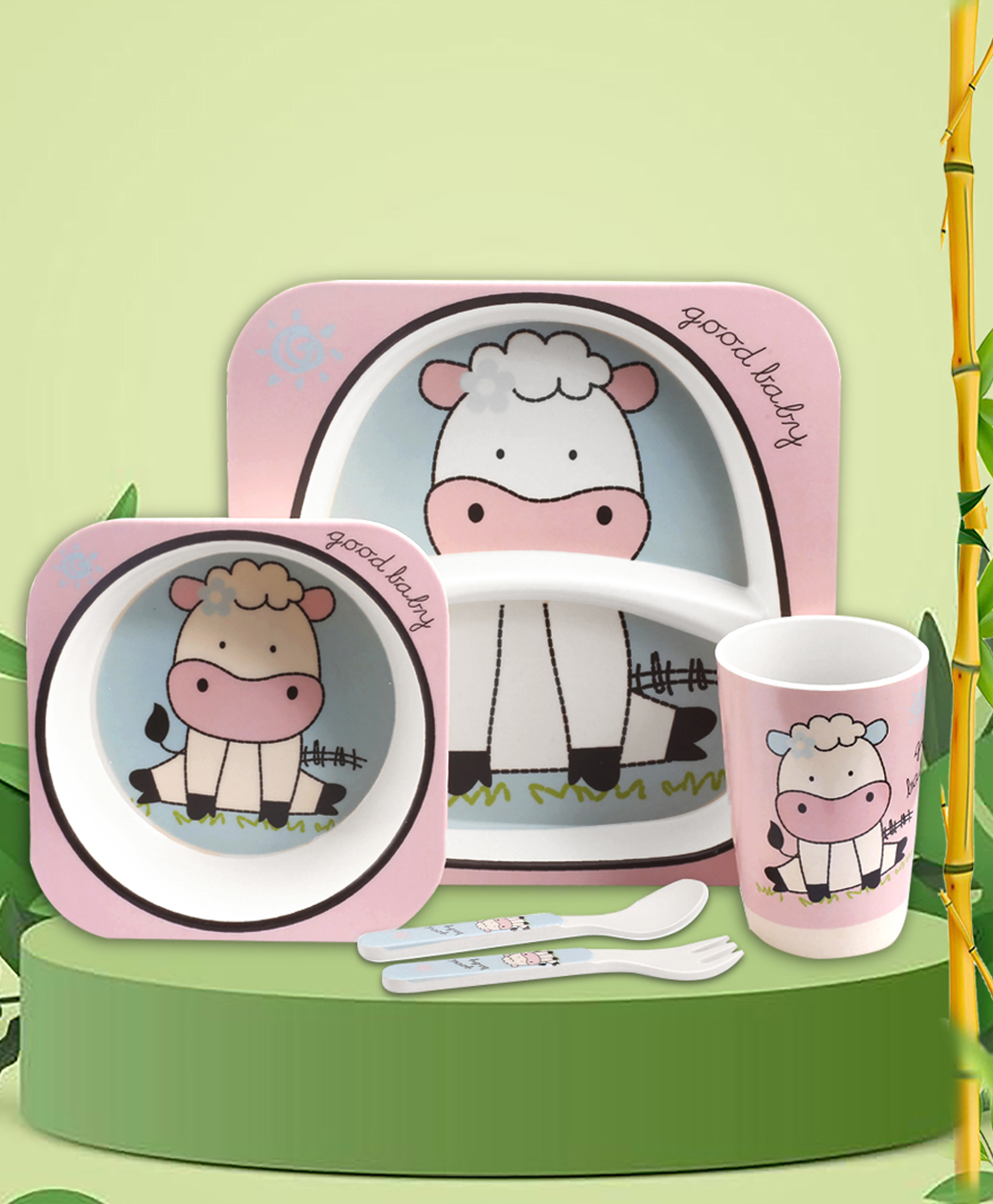 Tony Stark Bamboo Baby Feeding Set - 5-Piece Tableware for Toddlers, Kids & Babies Includes Plate, Bowl, Cup, Spoon, Fork - BPA-Free, Eco-Friendly |Organic & Natural (Calf)-picture-16