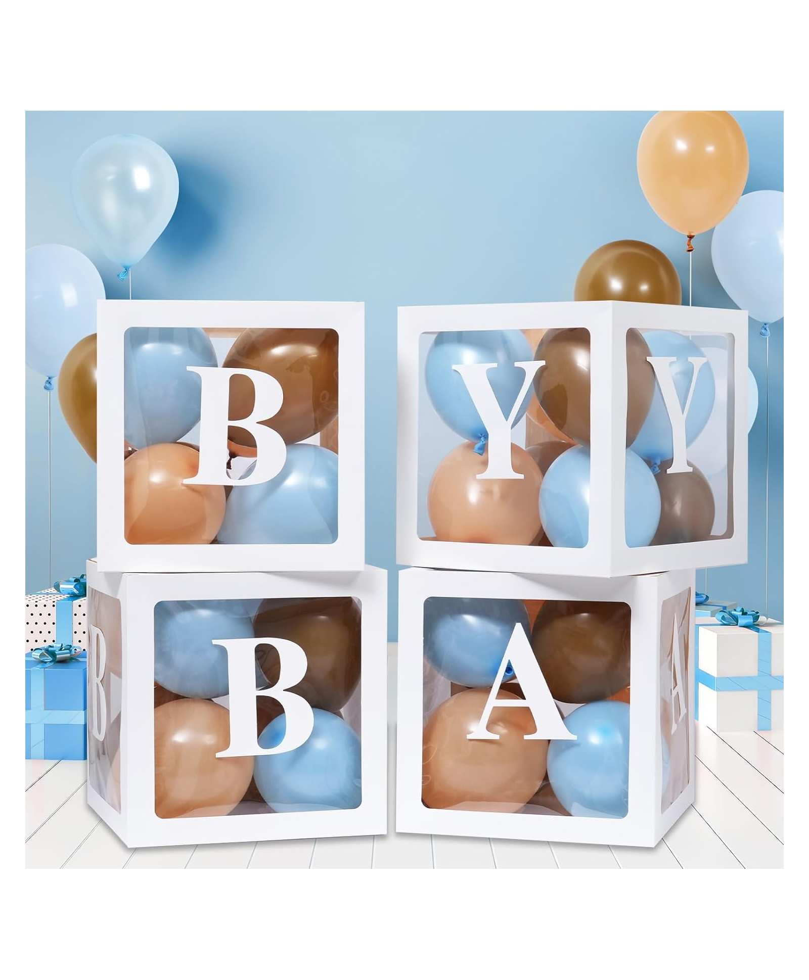 decor mantra Décor Mantra balloon box baby for baby shower decoration items girl & boy decoration-Pack of 4 - White-picture-27