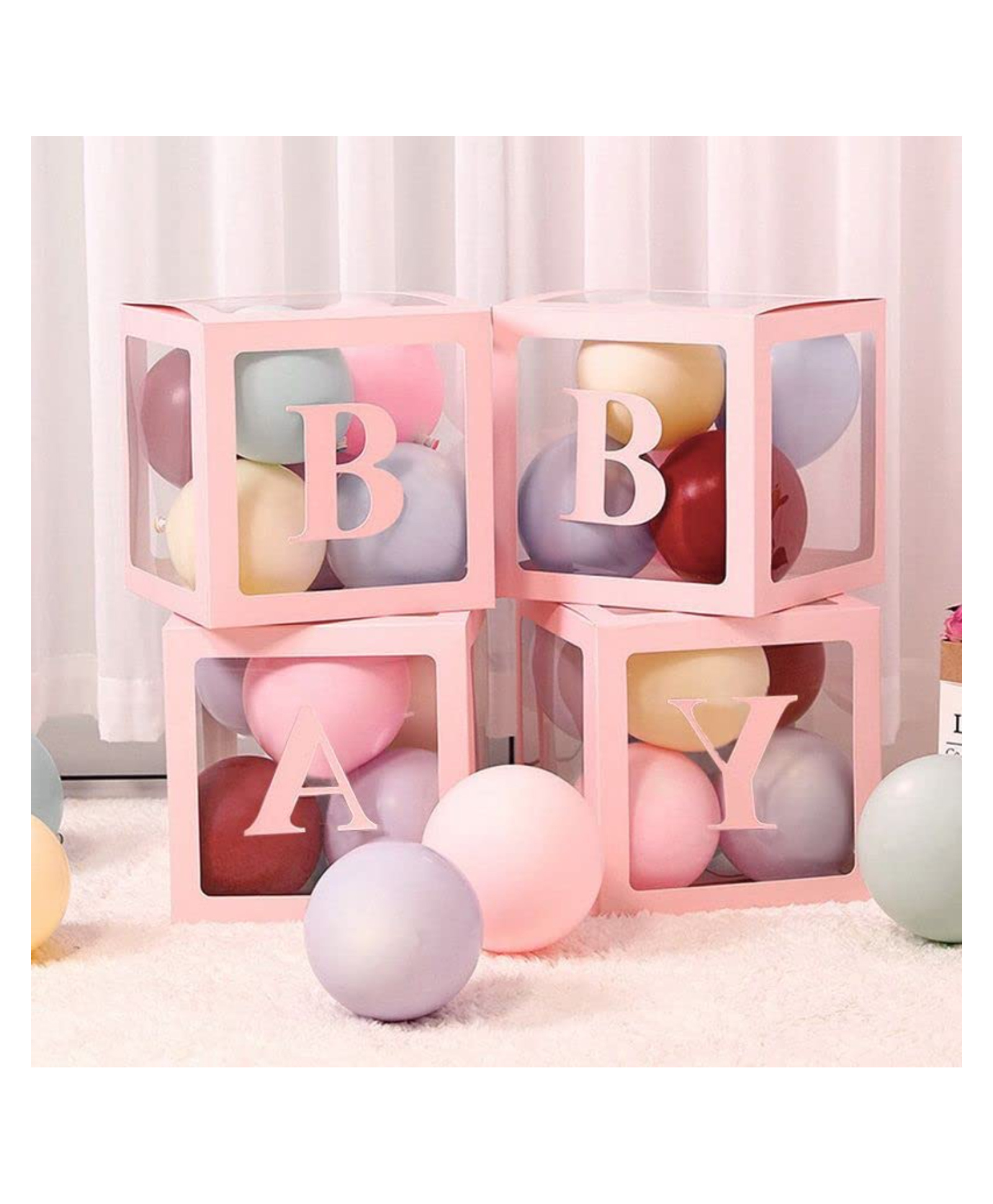 Décor Mantra balloon box baby for baby shower decoration items girl & boy decoration-Pack of 4 - Pink-image-40