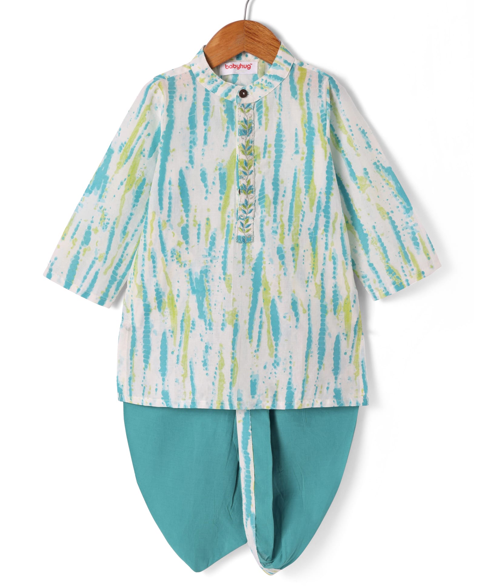 Babyhug Cotton Woven Full Sleeves Tie & Dye Kurta Dhoti Set - Blue-image-11